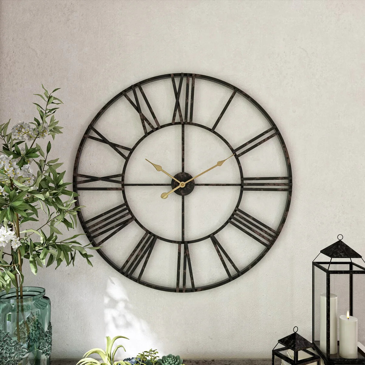 ZenVora Modern Round Metal Wall Clock, Decorative Circular Hanging Clock for Living Room, Bedroom and Office