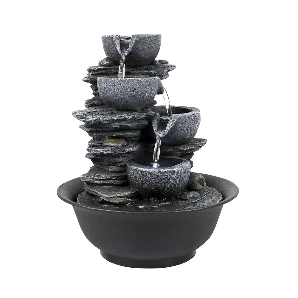 ZenVora 4-Tier Indoor Water Fountain, Relaxing Waterfall Feature for Home, Living Room and Bedroom Decor