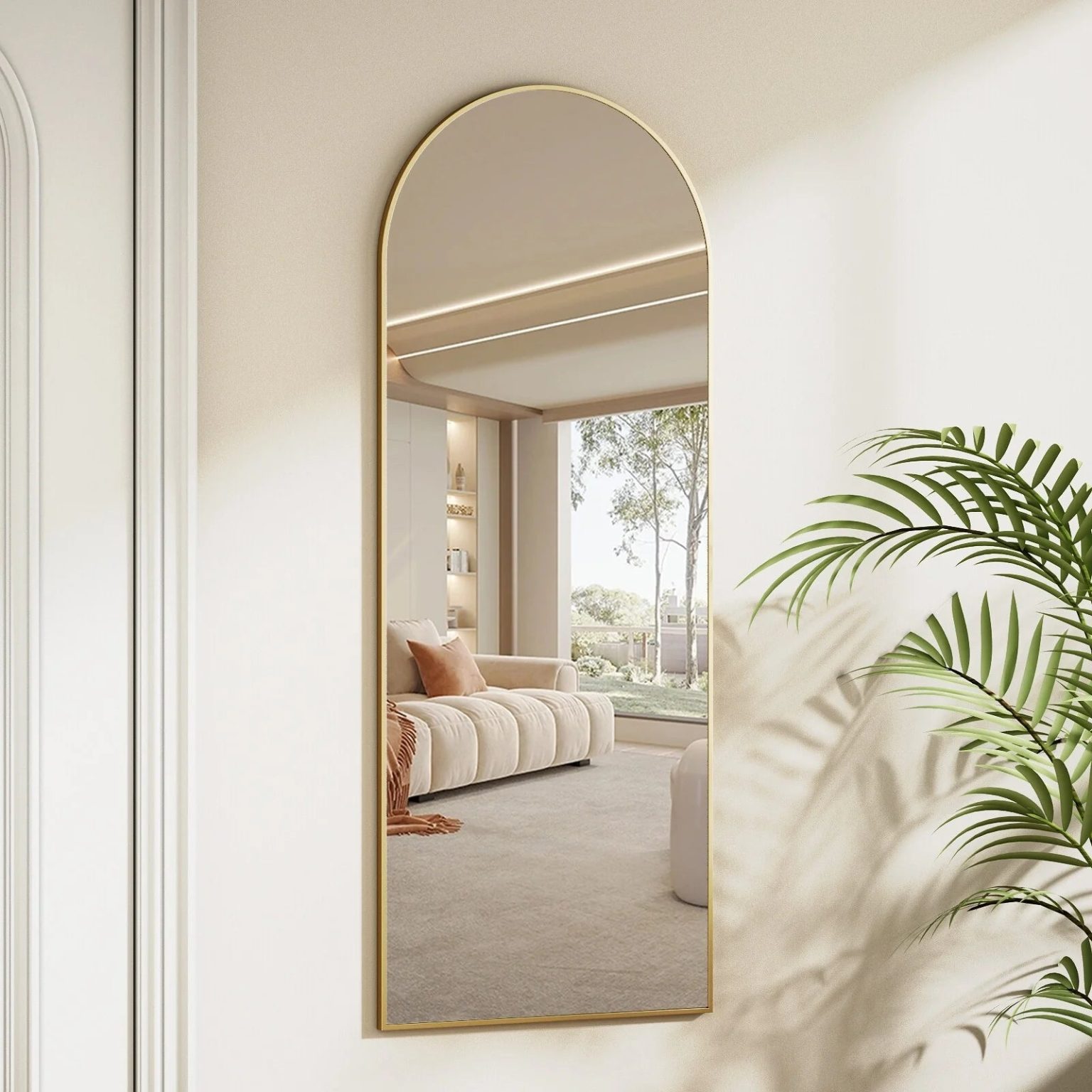 ZenVora 48 x 16 Inch Full Length Wall Mirror with Leather Strap, Hanging Full Body Mirror for Bedroom, Entryway and Home Decor