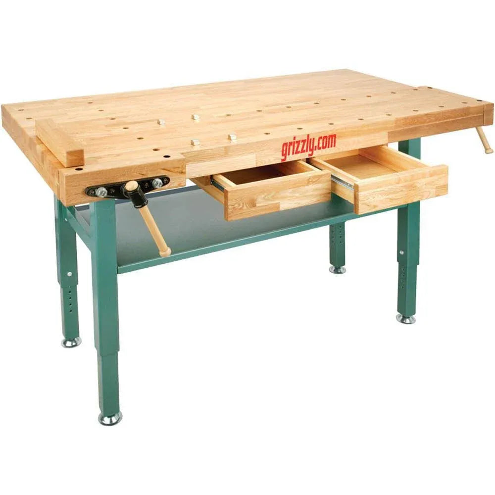 ZenVora Heavy-Duty Oak Workbench with Steel Legs