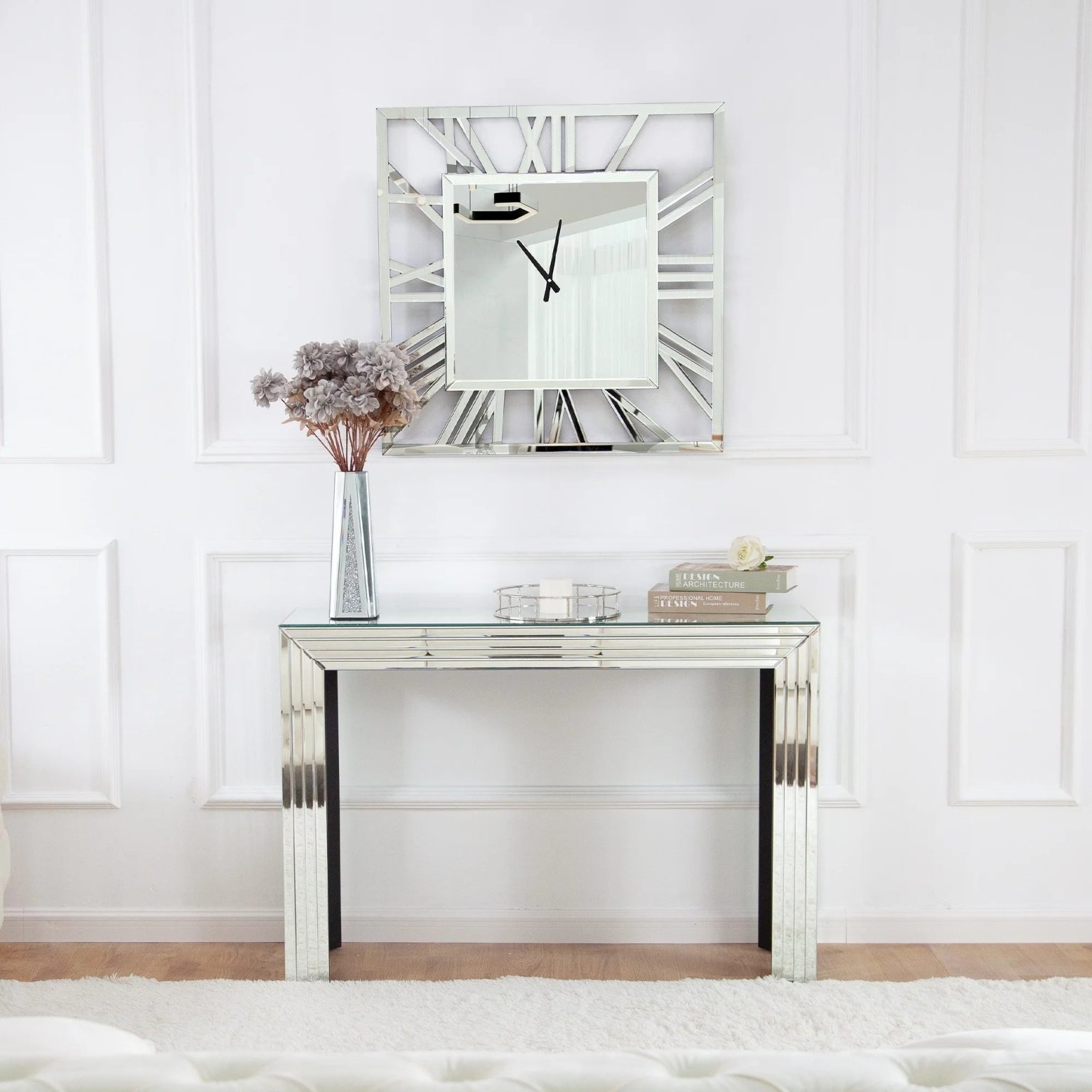 ZenVora Large Modern Mirrored Wall Clock, Oversized Decorative Hanging Clock for Living Room, Bedroom and Home Decor