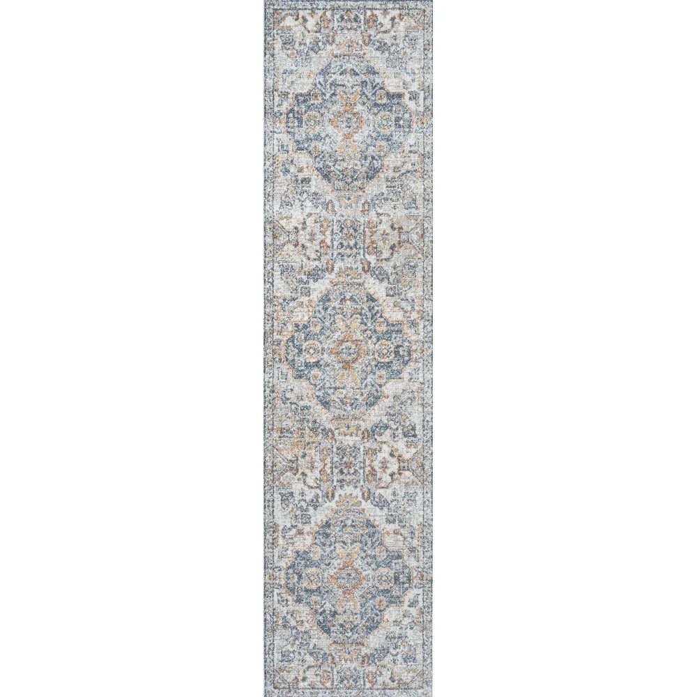 ZenVora Bohemian Medallion Low-Pile Machine-Washable Area Rug, Cream and Terra