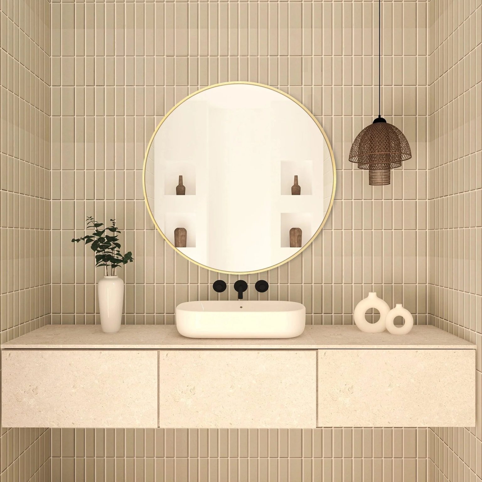 ZenVora Modern Round Bathroom Vanity Mirror, Wall Mounted Circular Mirror for Bathroom, Bedroom and Home Decor
