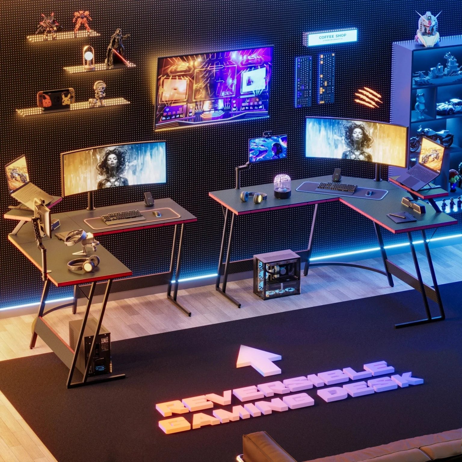 ZenVora L-Shaped Gaming Desk, Computer Corner Desk and Office Writing Desk for Home