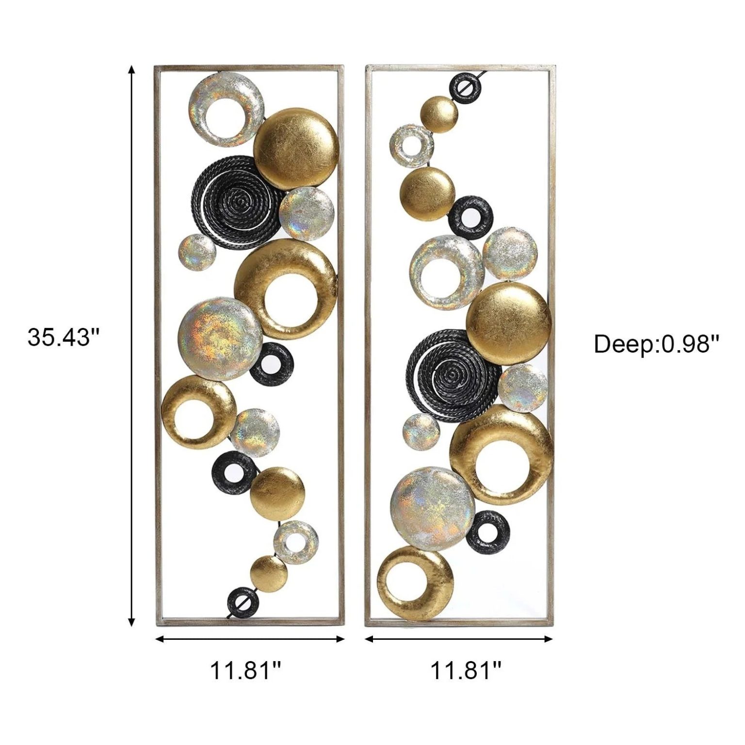 ZenVora Set of 2 Modern Multi-Color Abstract Metal Wall Decor Panels, Decorative Wall Art for Living Room and Bedroom