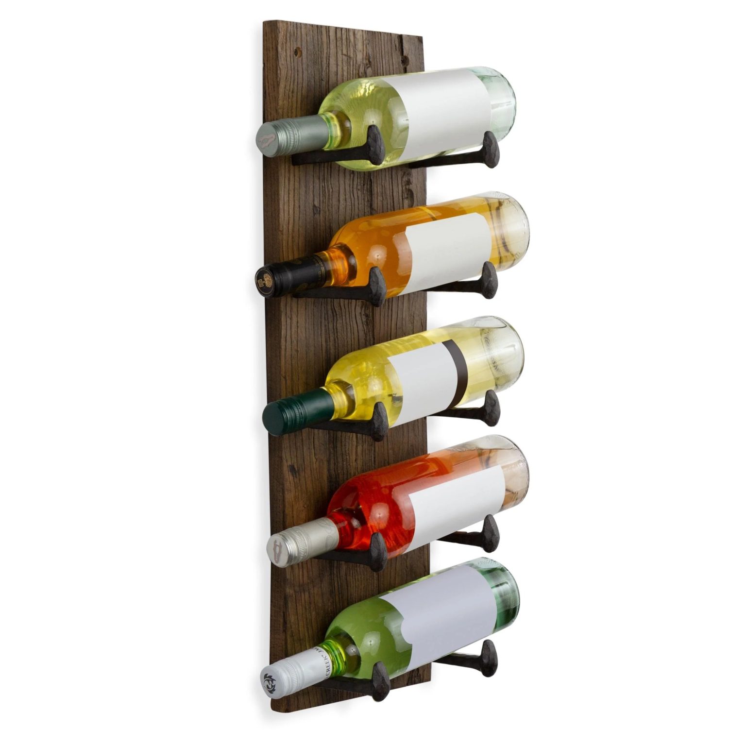 ZenVora 5 Bottle Wood Wall Mounted Wine Rack, Walnut Finish Bottle Holder for Kitchen, Dining Room and Home Bar