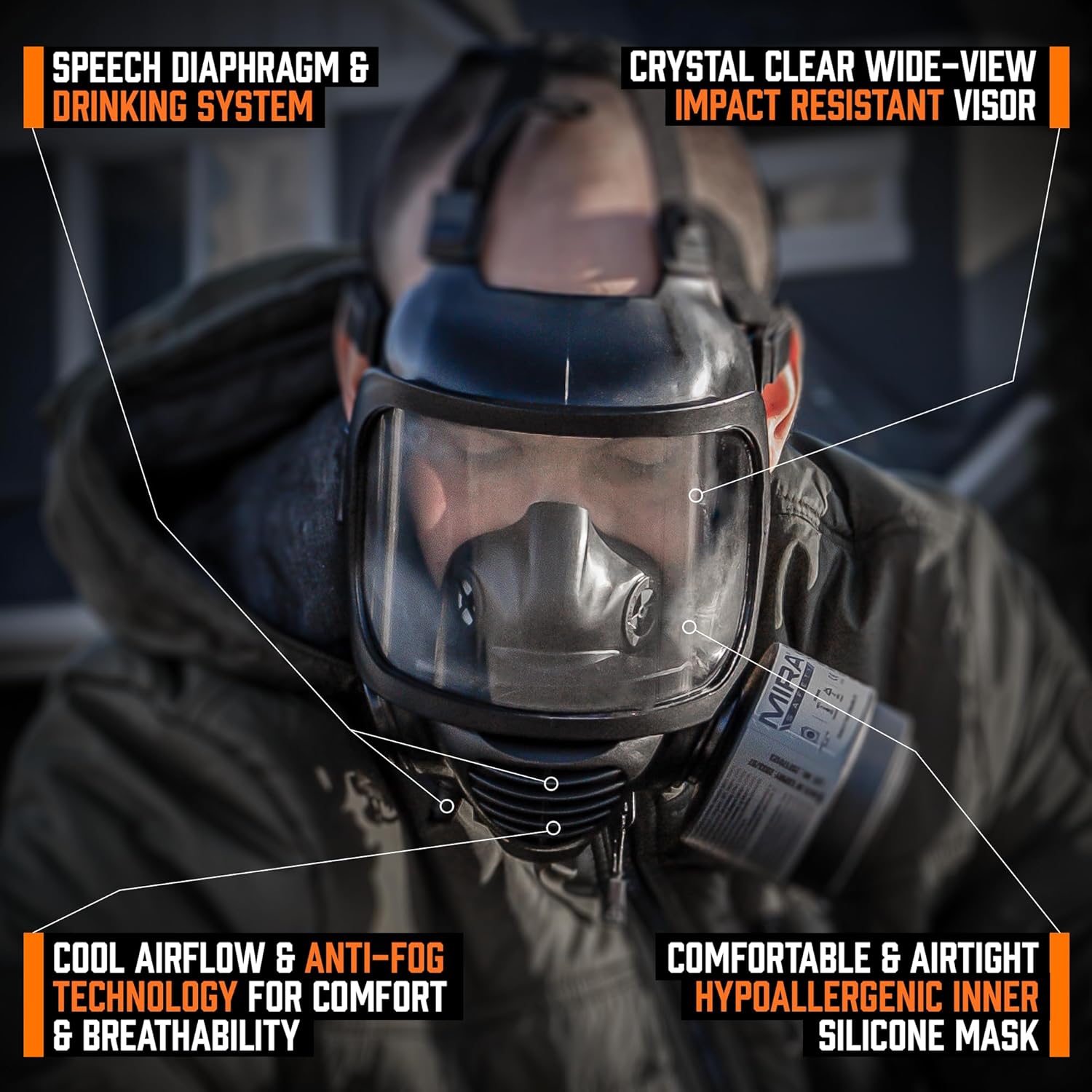 ZenVora CBRN Full Face Gas Mask with Drinking System