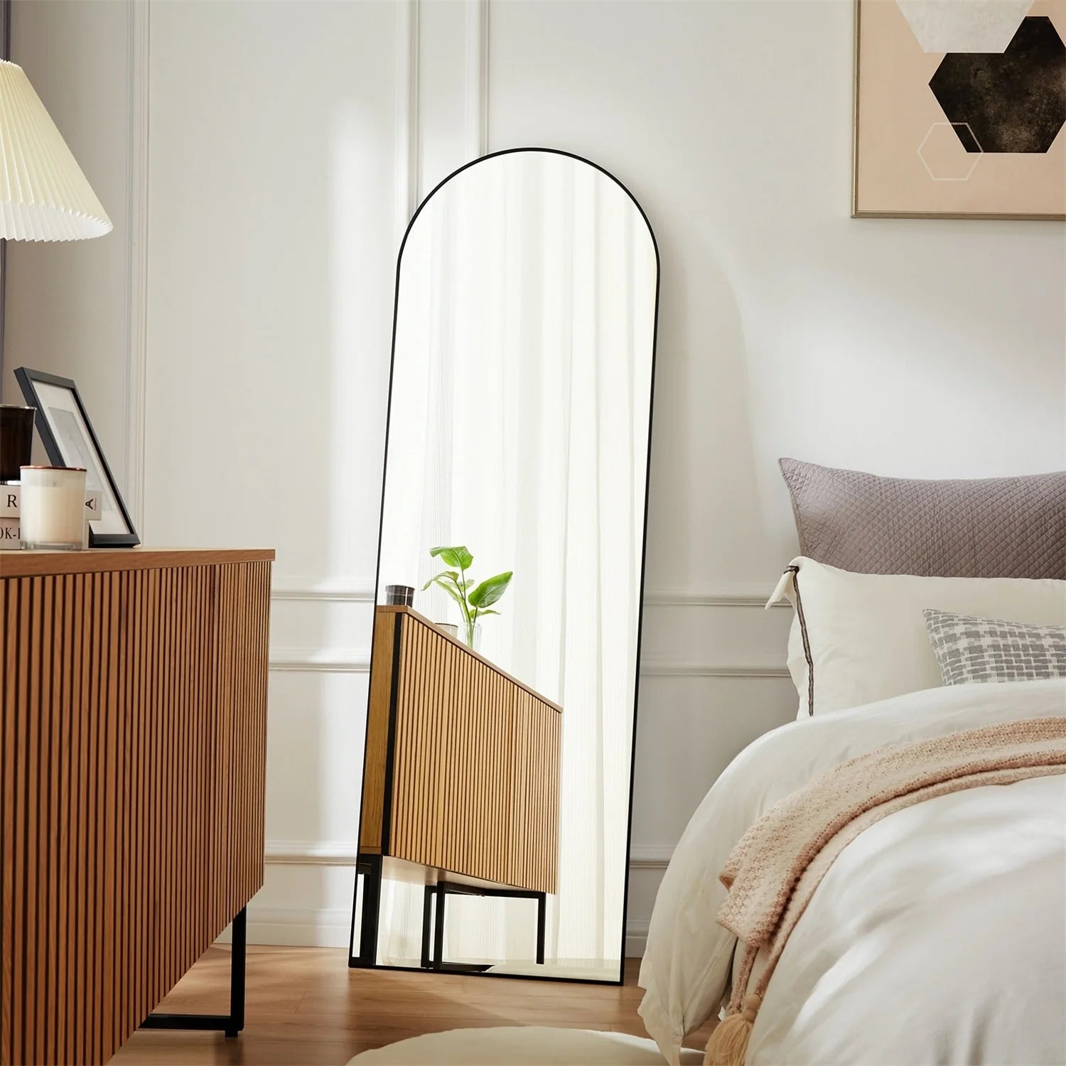 ZenVora Full Length Mirror with Stand, Aluminum Alloy Frame Full Body Floor Mirror for Bedroom and Cloakroom