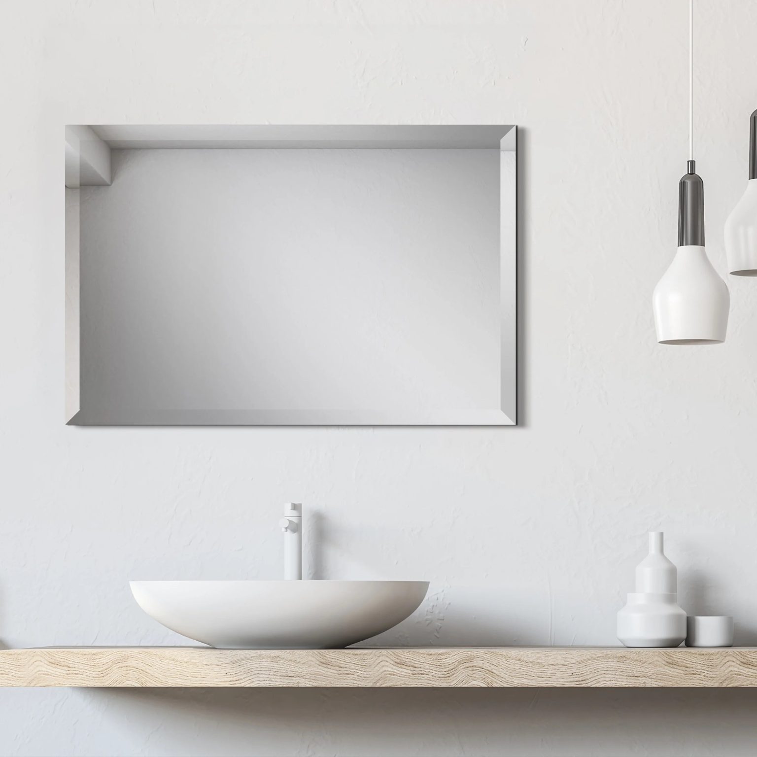 ZenVora Frameless Beveled Prism Wall Mirror, Clear Square or Rectangular Decorative Mirror for Bathroom, Bedroom and Home Decor