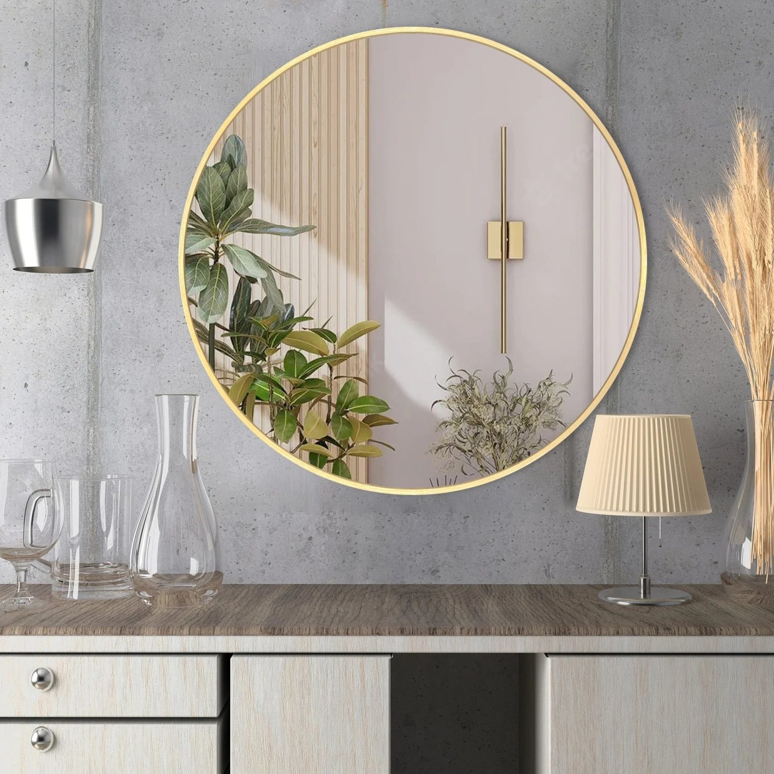 ZenVora Modern Round Bathroom Vanity Mirror, Wall Mounted Circular Mirror for Bathroom, Bedroom and Home Decor