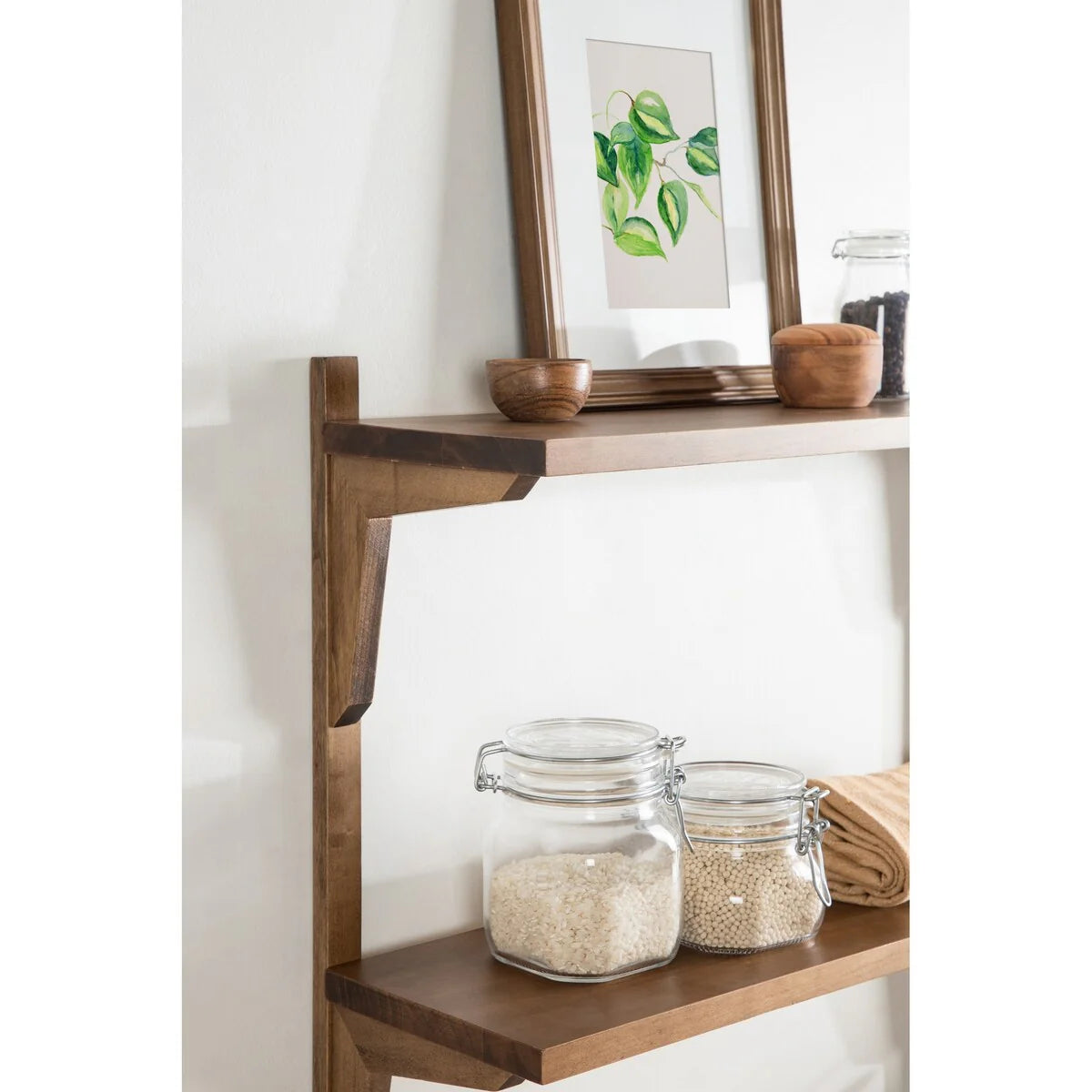 ZenVora Mid-Century Wall Shelves, 24x8x24 Inch Decorative Wall Mounted Storage and Display Shelving for Home Decor