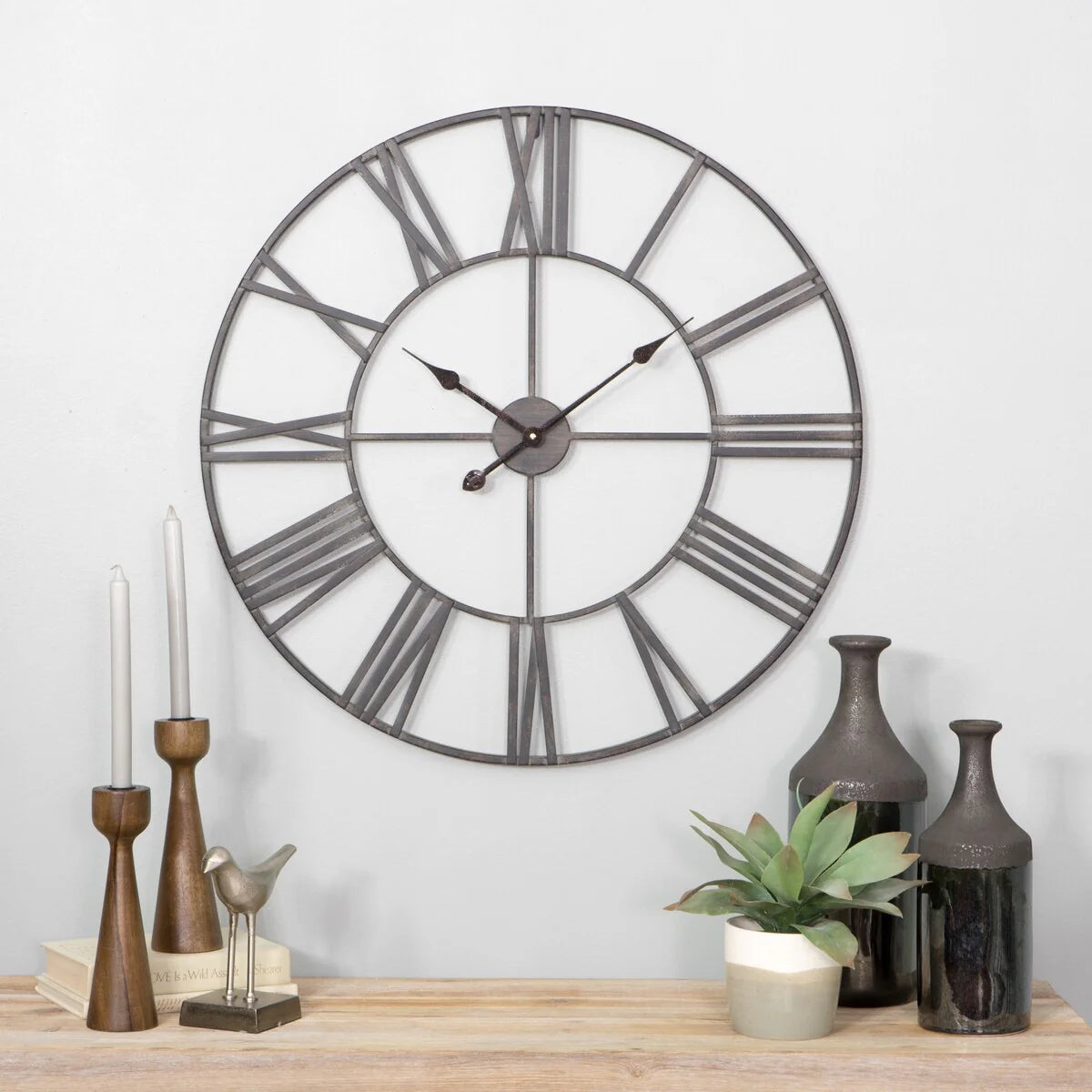 ZenVora Modern Round Metal Wall Clock, Decorative Circular Hanging Clock for Living Room, Bedroom and Office
