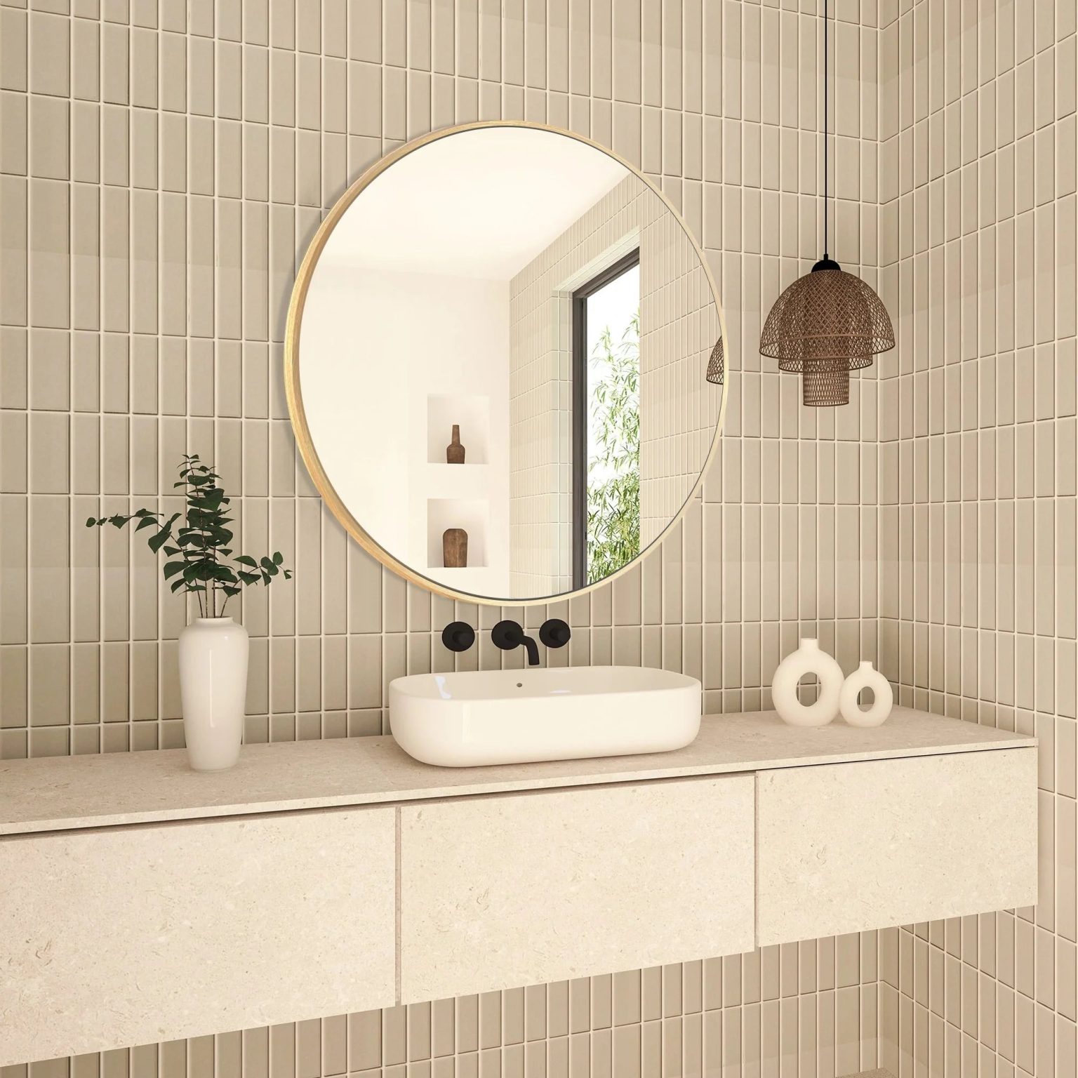 ZenVora Modern Round Bathroom Vanity Mirror, Wall Mounted Circular Mirror for Bathroom, Bedroom and Home Decor
