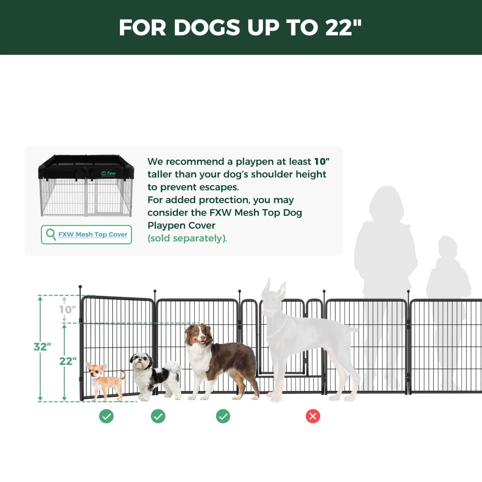 ZenVora 32" Dog Playpen for Small Dogs, Portable Indoor Outdoor Pet Exercise Pen for Puppies and Small Pets