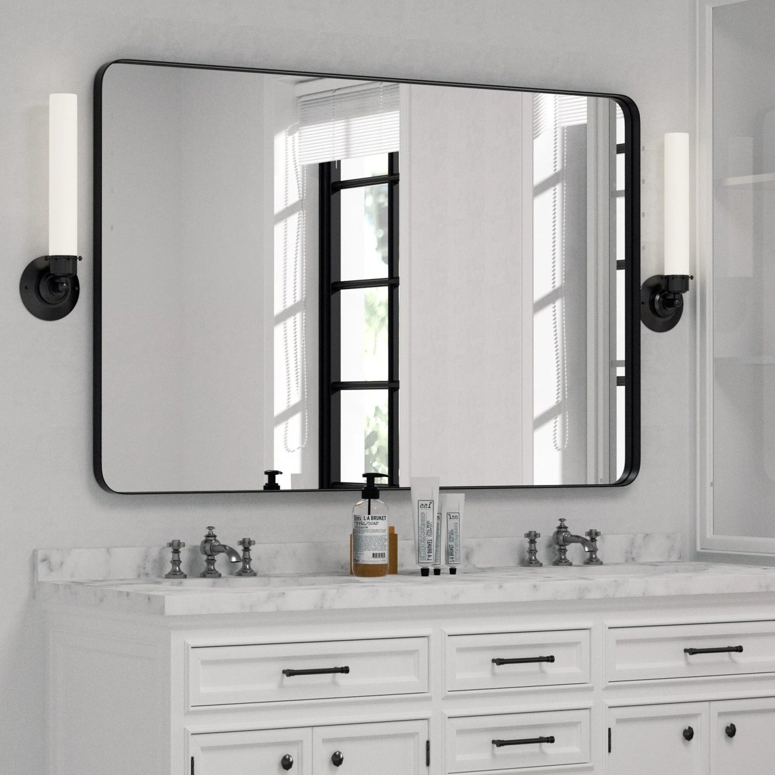 ZenVora Wall Mirror Vanity Mirror, Bathroom Mirror with Rounded Corners, 1 Piece
