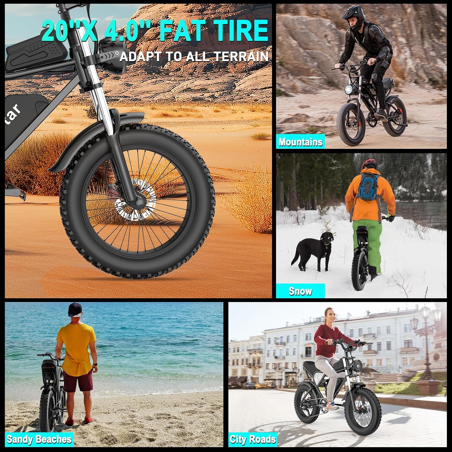 ZenVora 2000W 52V All-Terrain Fat Tire Electric Bike for Adults, 30-180 Mile Range