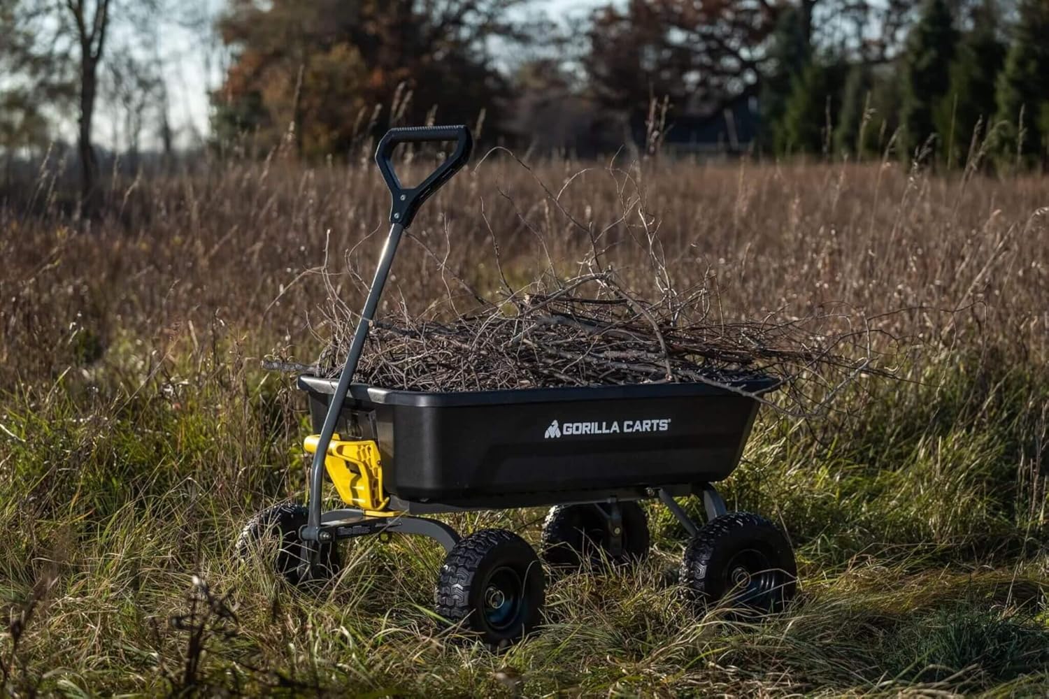7-Cubic-Foot Poly Dump Garden Cart with No-Flat Tires, 1,200-Lb. Capacity, Black