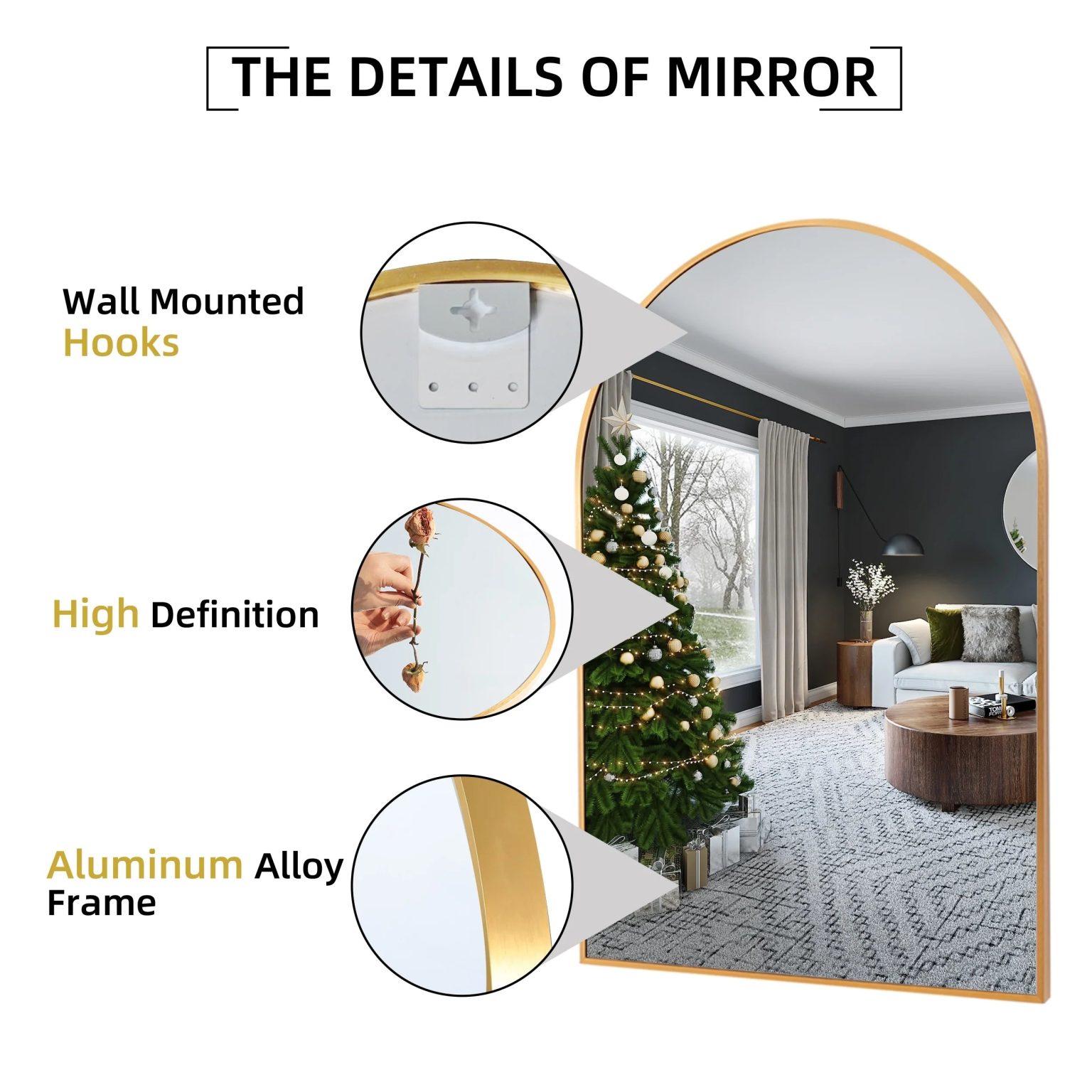 2 Pack 36x24 Inch Arched Bathroom Vanity Mirrors, Wall Mounted Decorative Mirrors for Bathroom and Bedroom