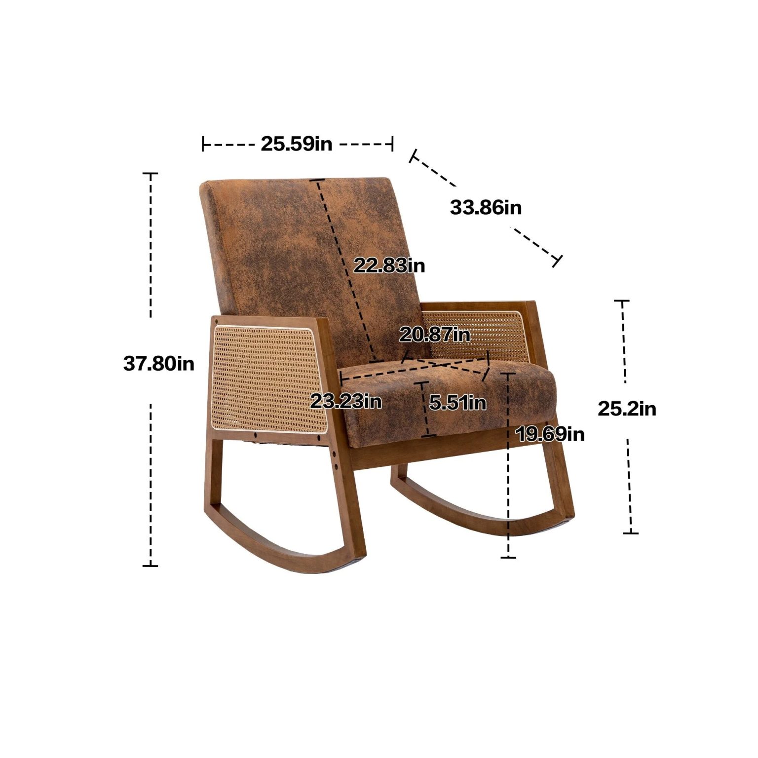 ZenVora Upholstered Tall Back Rocking Chair, Smooth Gliding Accent Armchair for Comfortable Living Room Seating