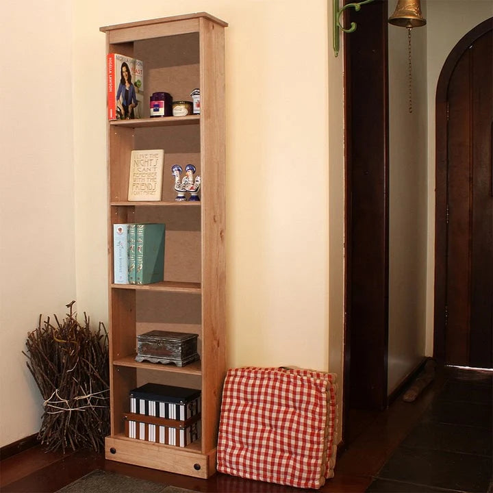 ZenVora Tall Narrow Wood Bookcase, Slim Freestanding Bookshelf for Small Spaces, Home Office and Living Room