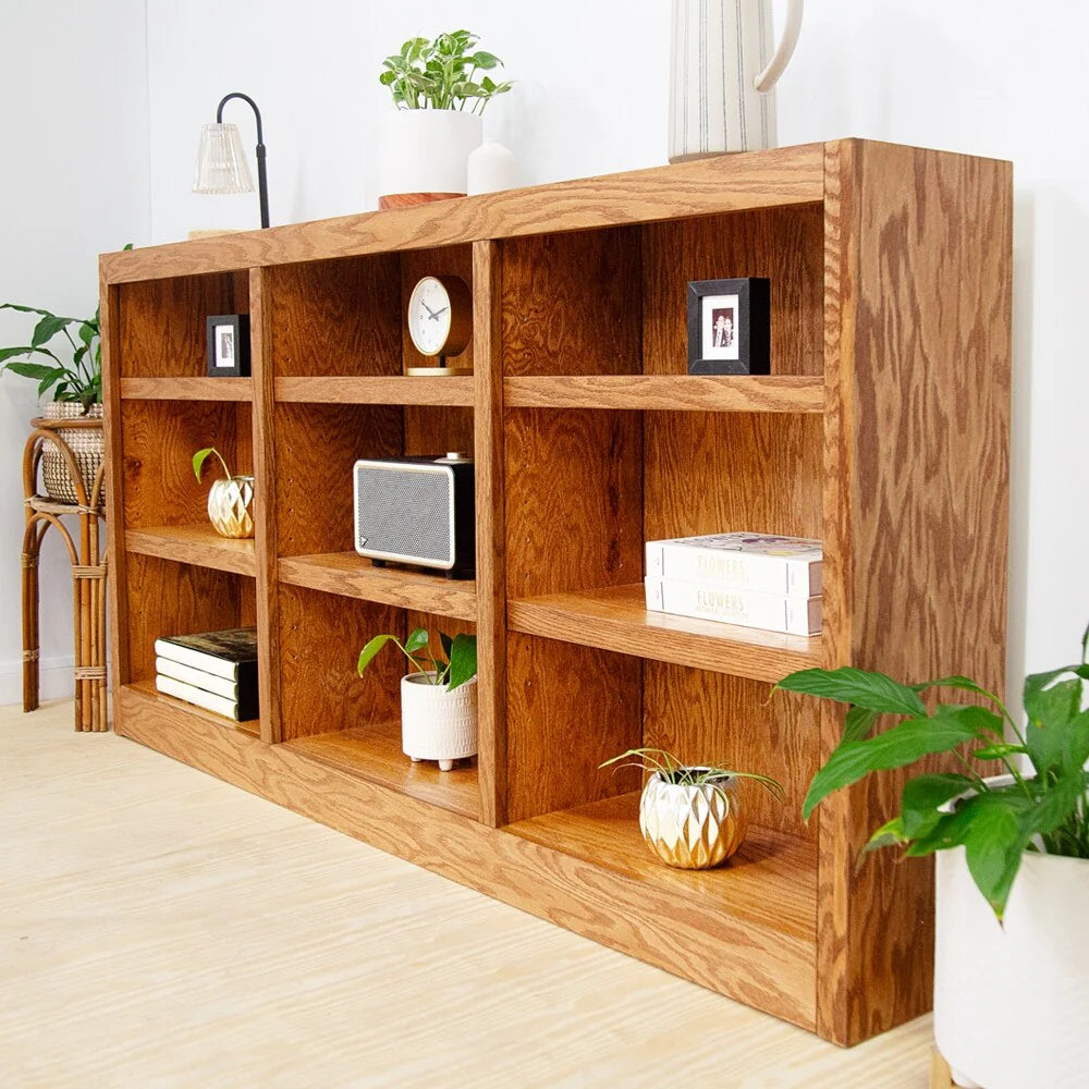 ZenVora Triple Wide Wood Bookcase, 9 Shelf 36 Inch Tall Bookshelf for Home, Office and Display Storage
