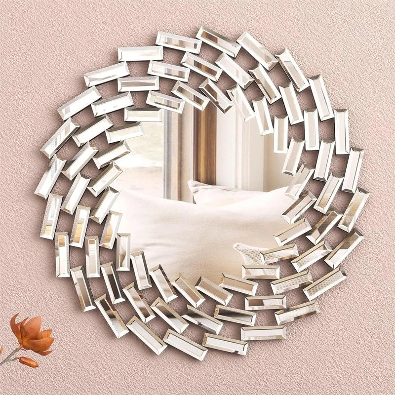 ZenVora Round Sunburst Wall Mirror, Decorative Accent Mirror for Living Room, Bedroom and Entryway Home Decor