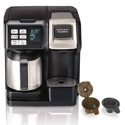 ZenVora Programmable Thermal Coffee Maker, Single Serve and Full Pot, Compatible with Pods or Grounds, Black and Stainless