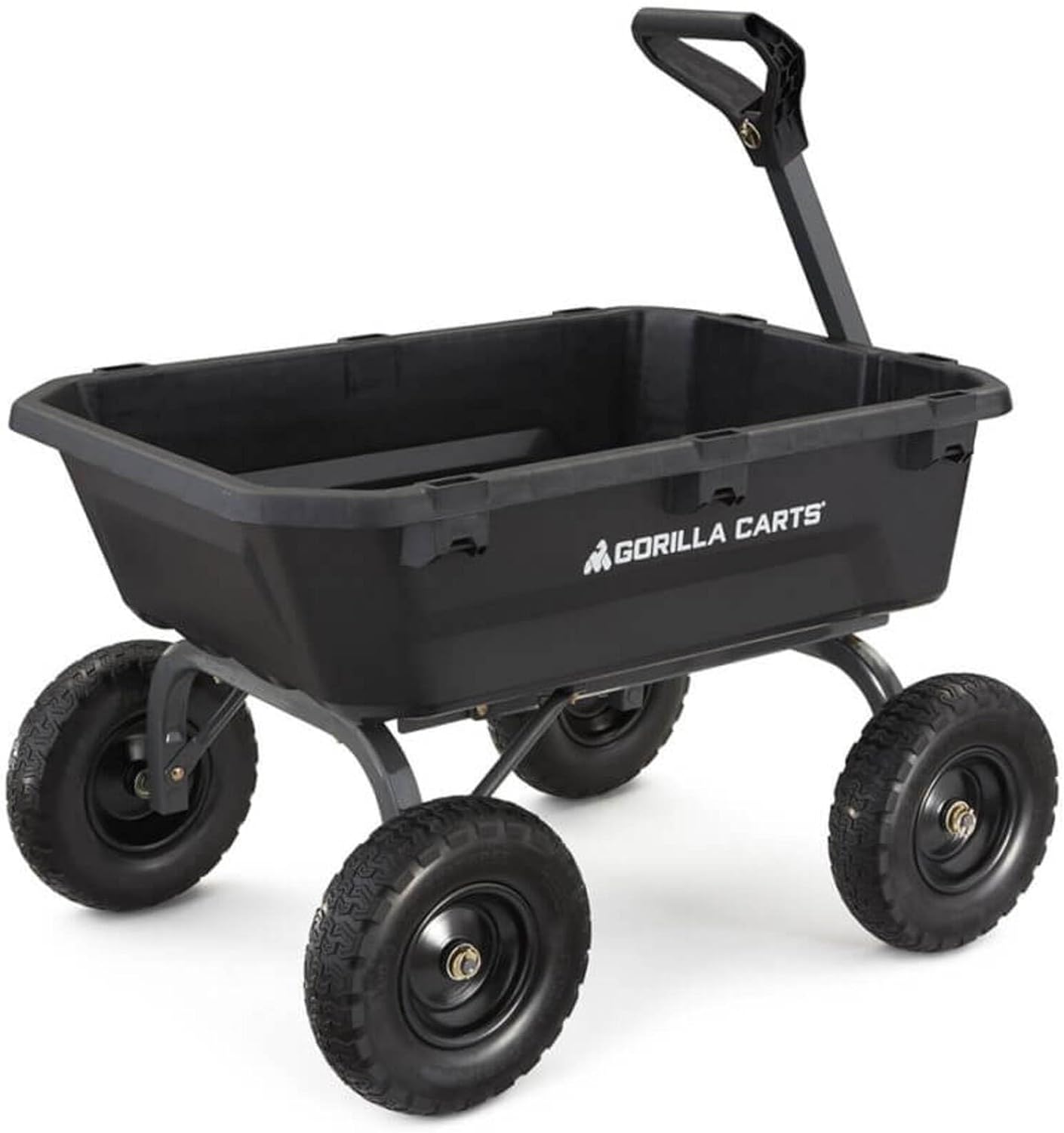 7-Cubic-Foot Poly Dump Garden Cart with No-Flat Tires, 1,200-Lb. Capacity, Black