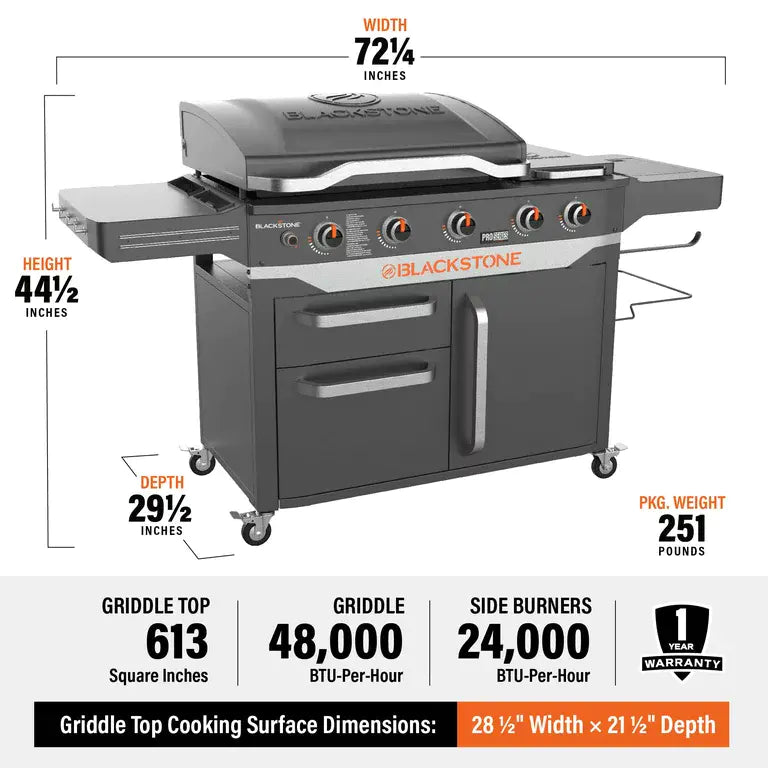 ZenVora 28" 5-Burner Propane Griddle with Range Top – 72,000 BTU Outdoor Cooking Station