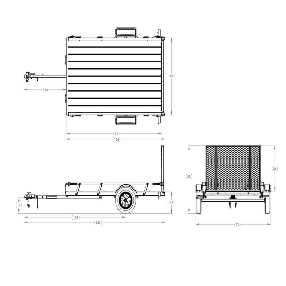 ZenVora 5 x 8 ft. Wood Floor Utility Trailer with Sliding Rail System