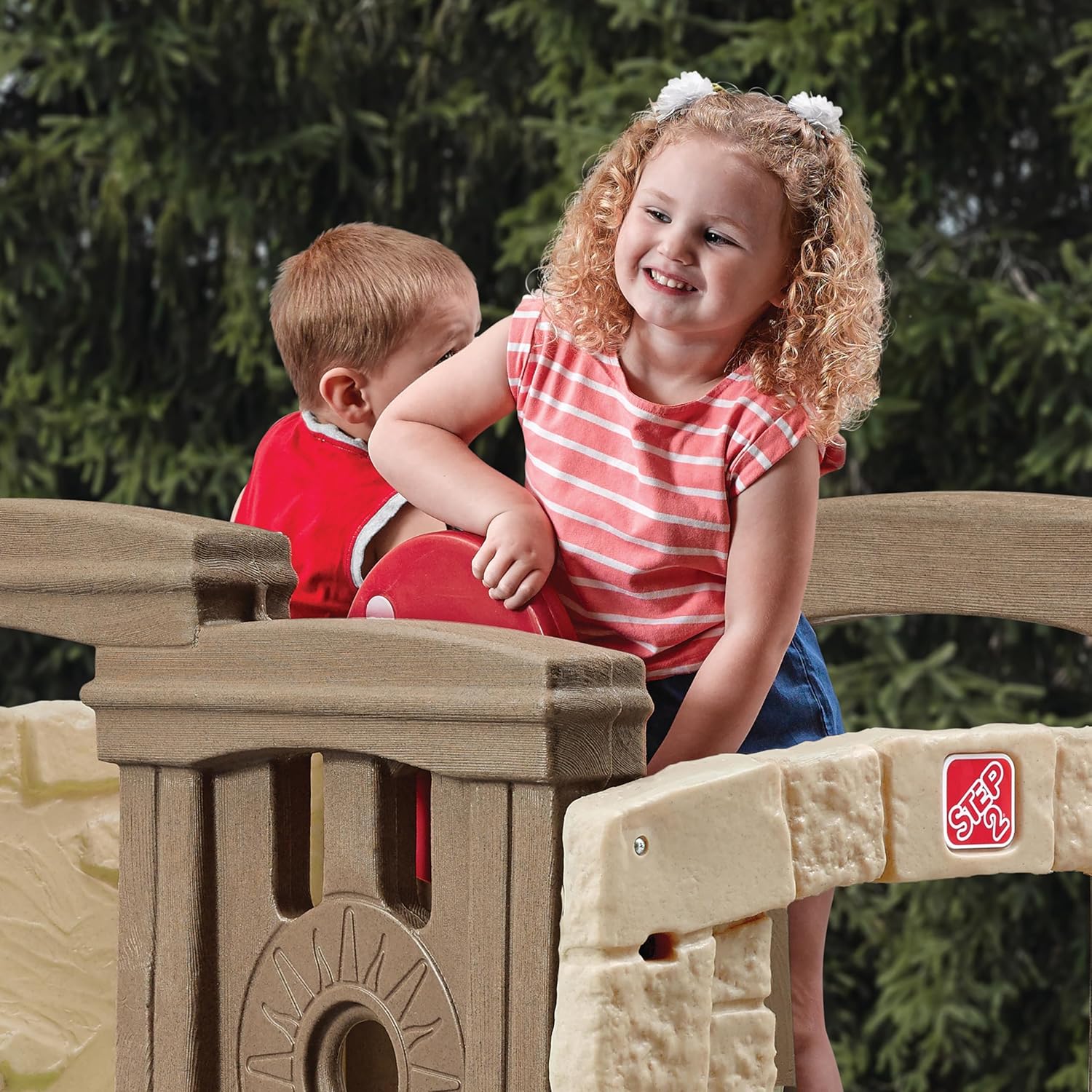 ZenVora Kids Outdoor Playset with Slide & Climbing Wall, Backyard Playground Equipment for Children