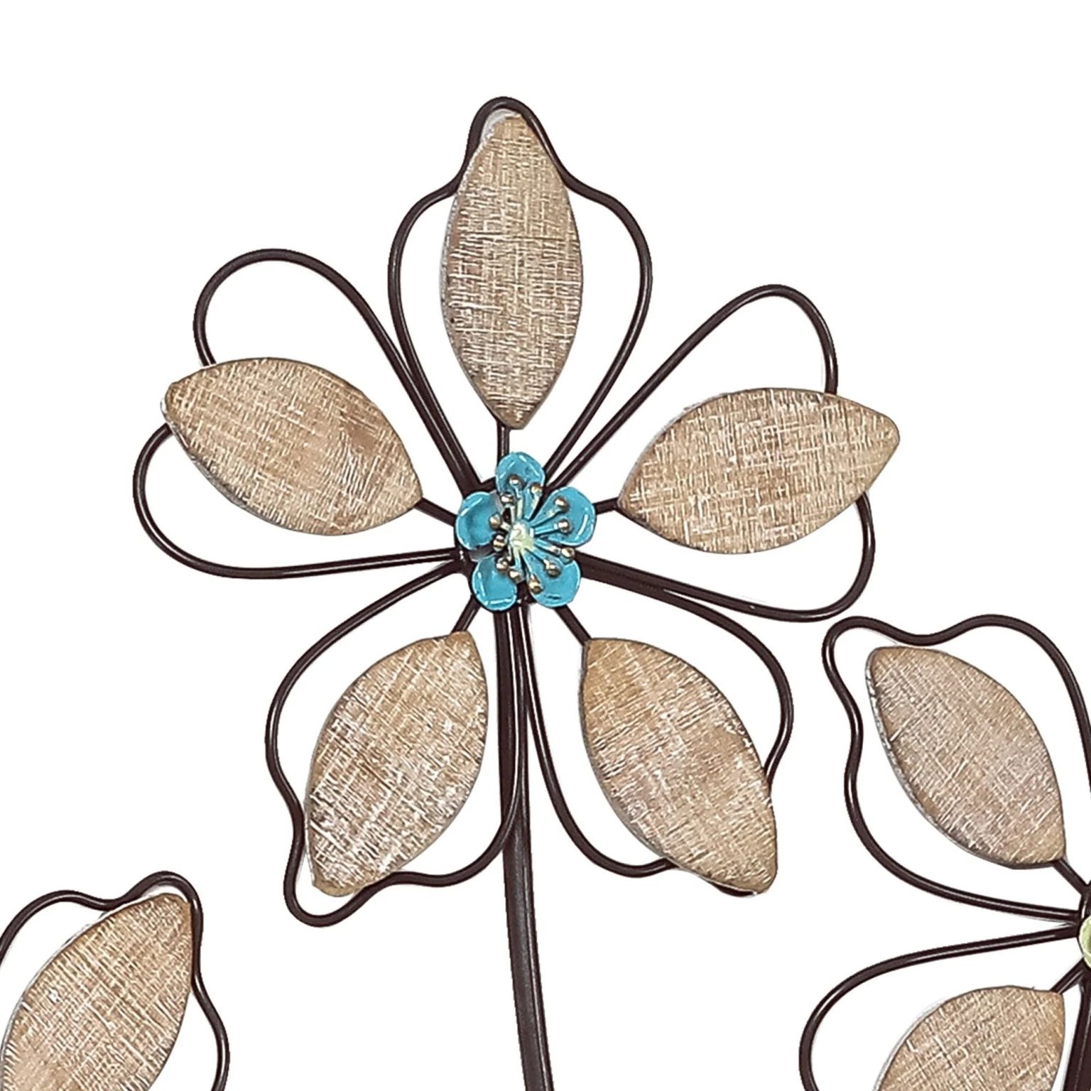 ZenVora Metal Wall Decor with 5 Flowers, Decorative Floral Wall Hanging Sculpture for Living Room, Bedroom and Home Decoration