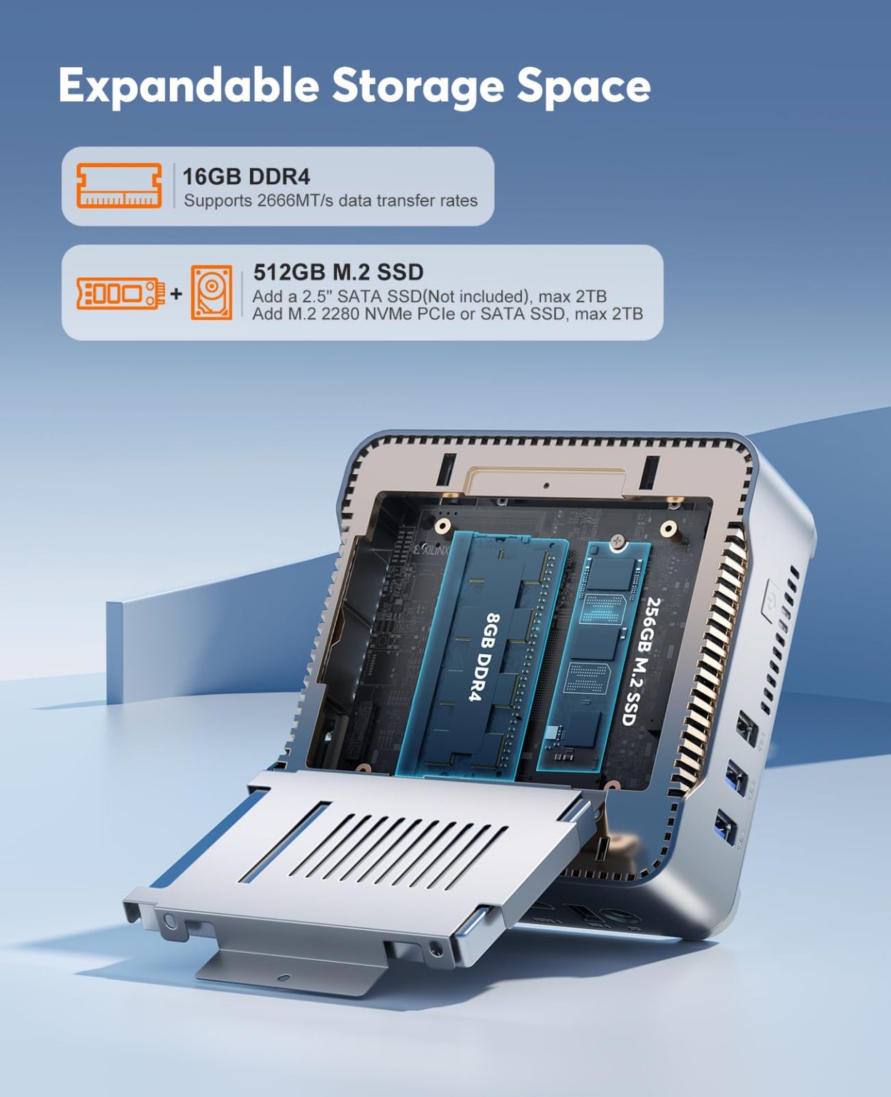 ZenVora Mini PC, 16GB RAM, 512GB M.2 SSD, Compact Mini Computer for Home, Office and Everyday Computing