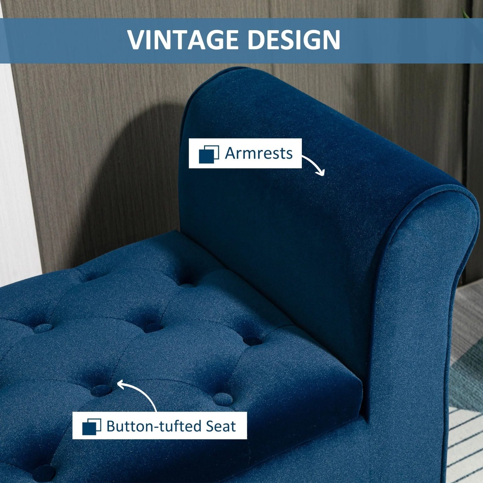 ZenVora Button-Tufted Storage Ottoman Bench, Upholstered Bed Bench with Rolled Armrests for Bedroom, Living Room and Hallway