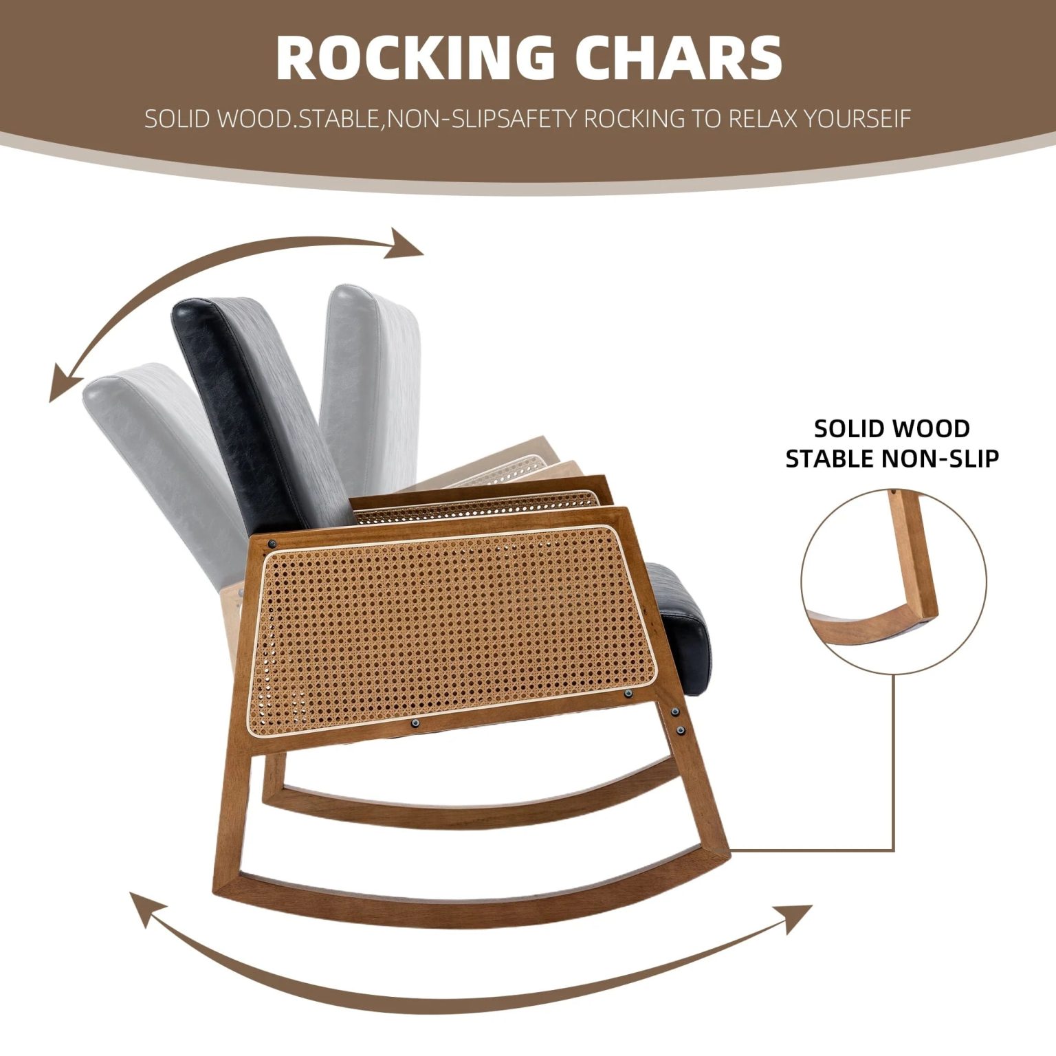 ZenVora Upholstered Tall Back Rocking Chair, Smooth Gliding Accent Armchair for Comfortable Living Room Seating