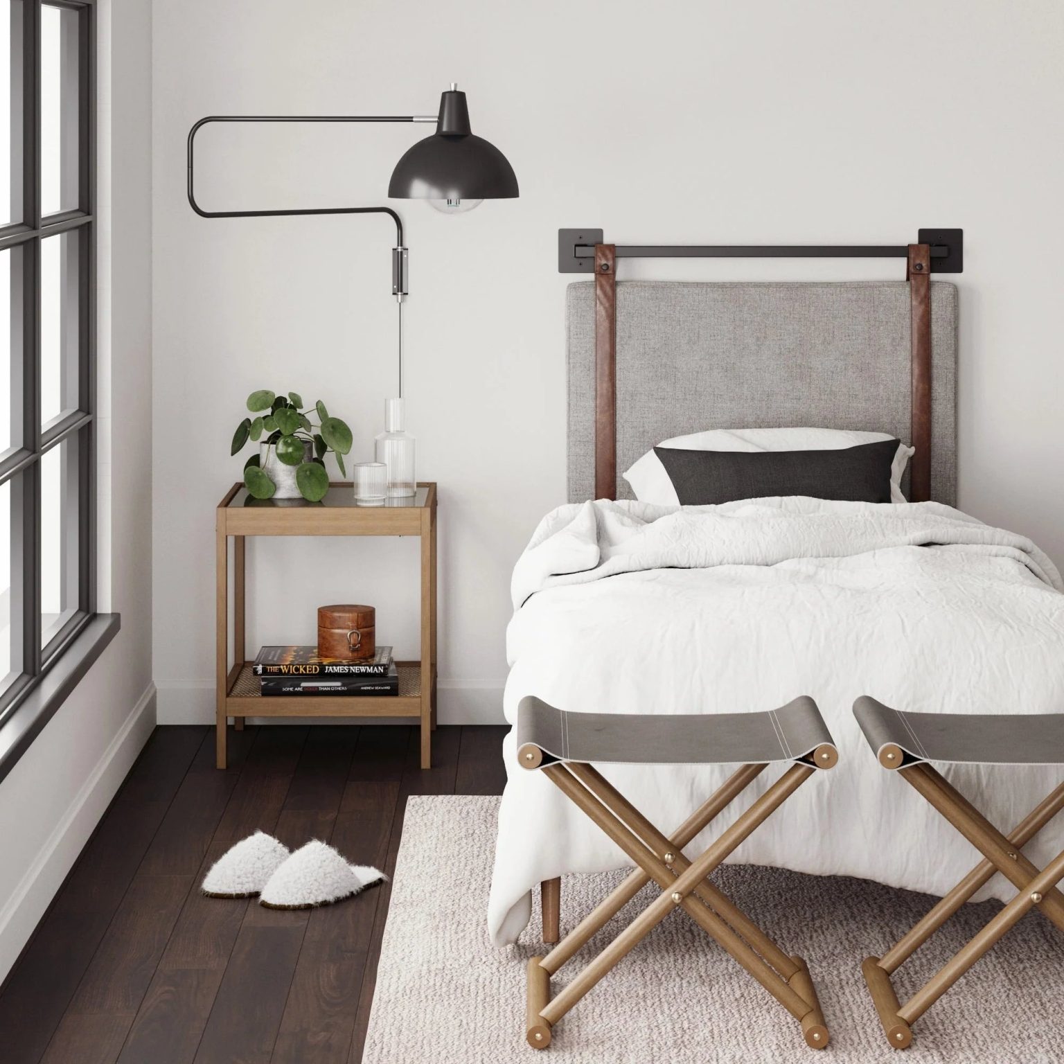 ZenVora Wall Mount Upholstered Headboard with Metal Rail - Modern Bedroom Headboard