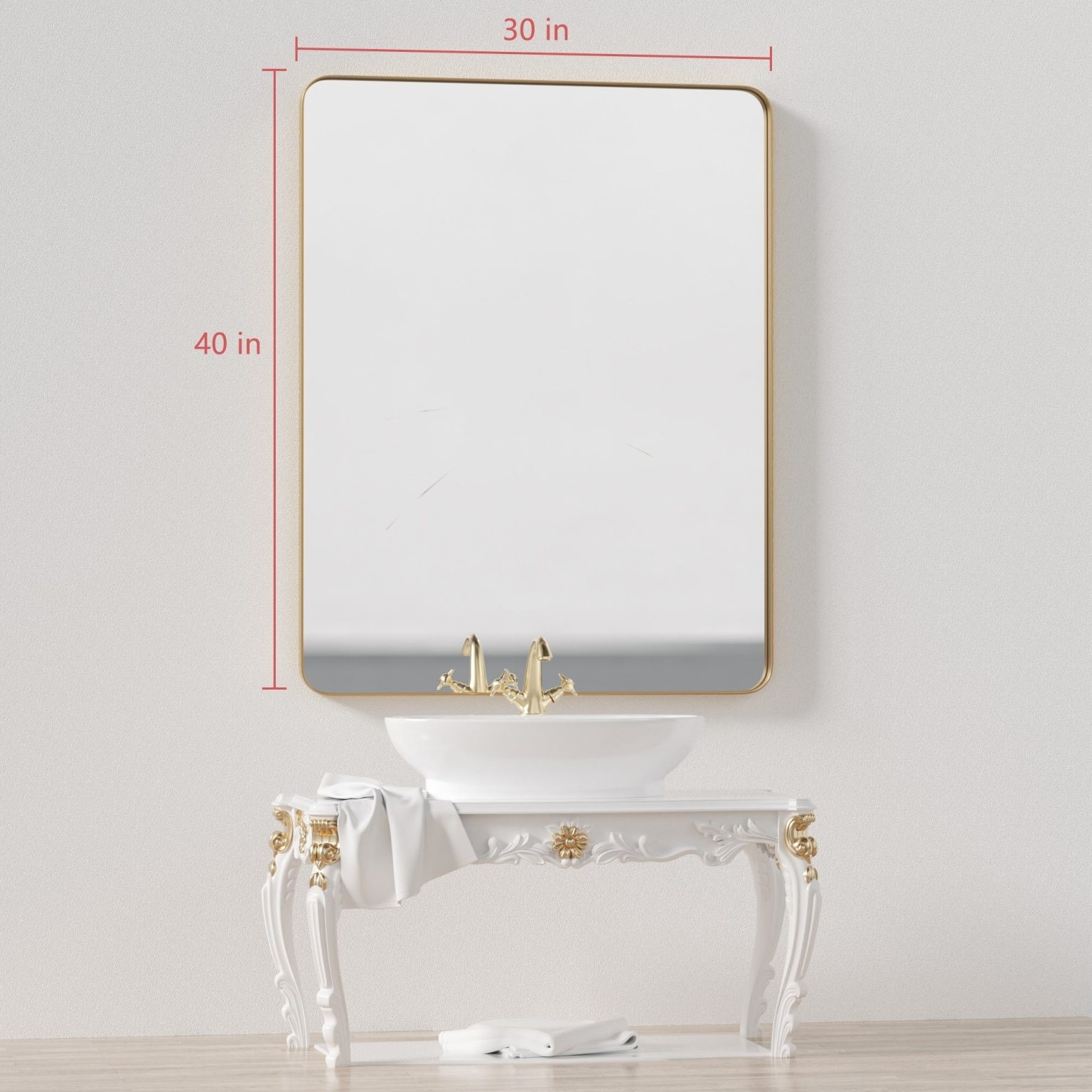 ZenVora Wall Mirror Vanity Mirror, Bathroom Mirror with Rounded Corners, 1 Piece