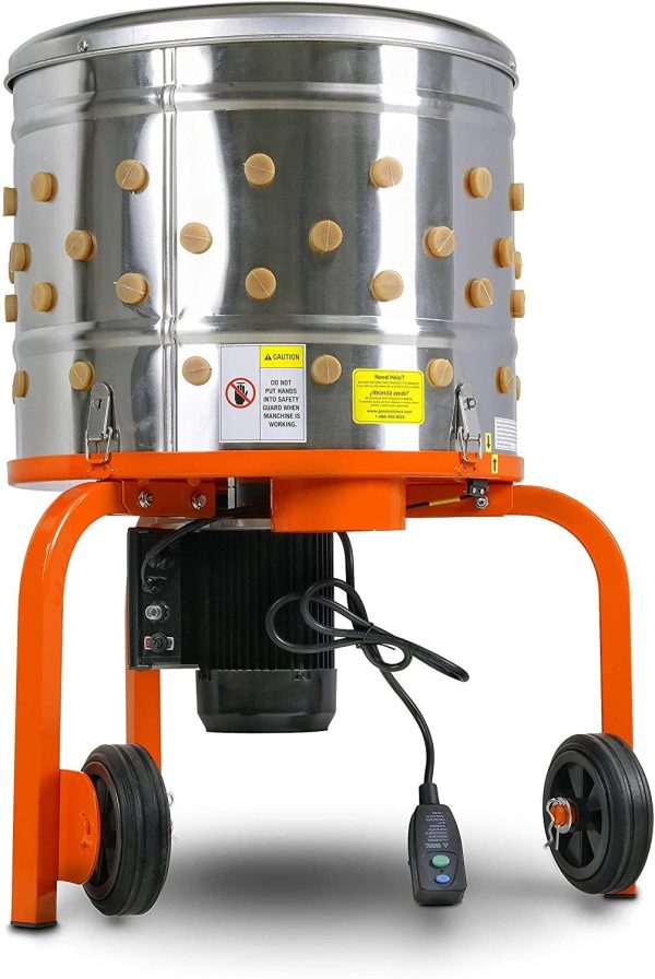 ZenVora Electric Chicken Plucker, 1HP 280RPM Poultry De-Feathering Machine, Stainless Steel Drum, 92 Fingers, Heavy-Duty Poultry Processing Equipment