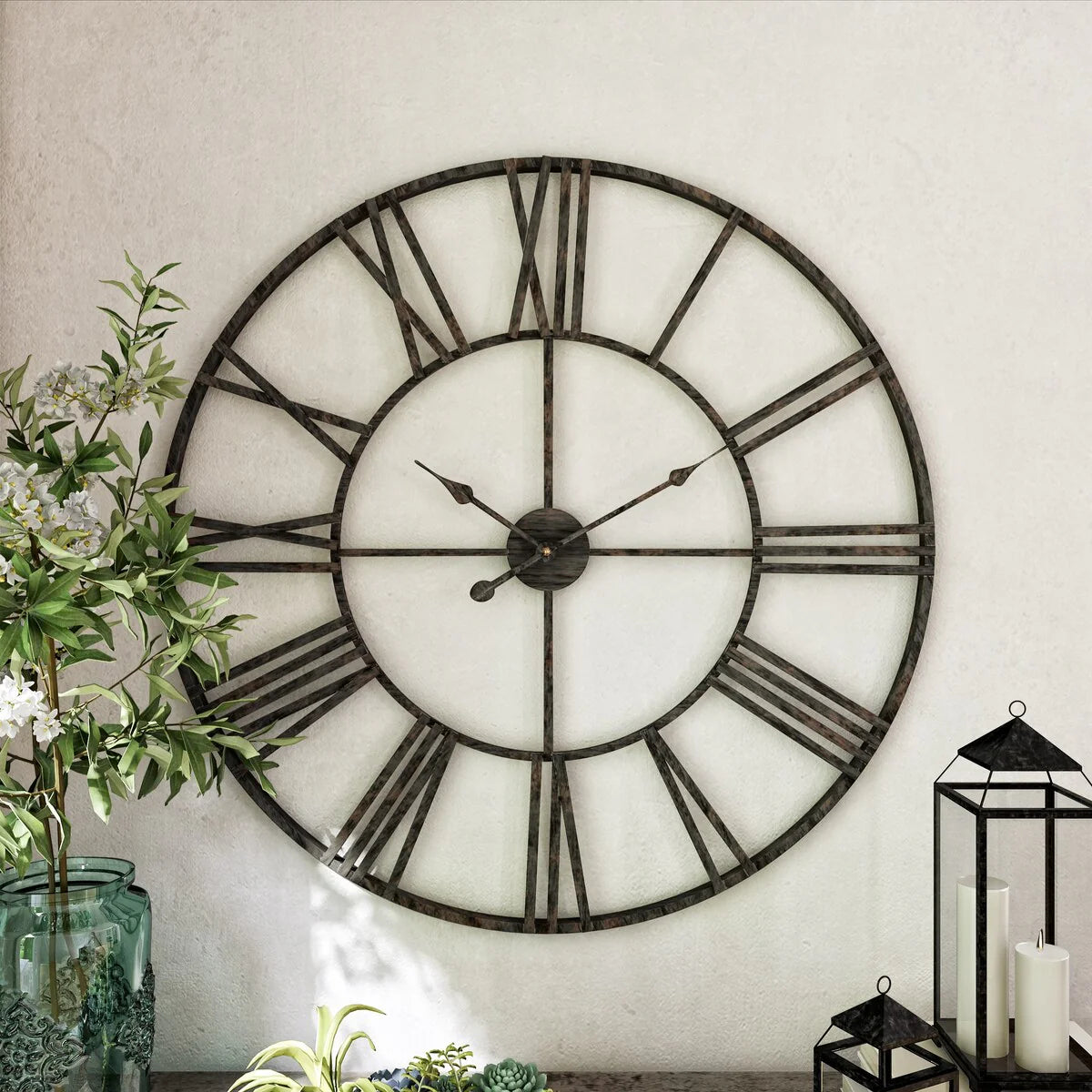ZenVora Modern Round Metal Wall Clock, Decorative Circular Hanging Clock for Living Room, Bedroom and Office