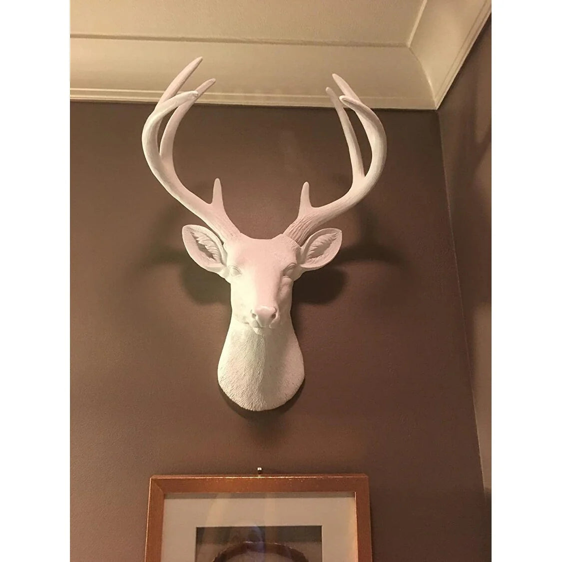 ZenVora White Deer Head Wall Decor, Modern Decorative Animal Head Sculpture for Living Room, Bedroom and Home Decoration