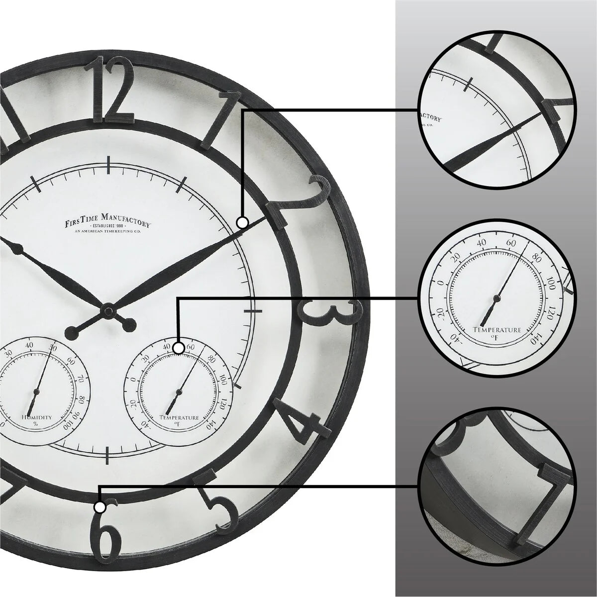 ZenVora 18" Bronze-Tone Outdoor Wall Clock, Weather-Resistant Plastic, Farmhouse Style