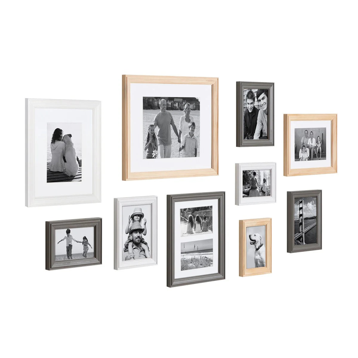 ZenVora 10-Piece Wood Gallery Wall Picture Frame Set, Decorative Photo Display Frames for Living Room, Bedroom and Home Decor