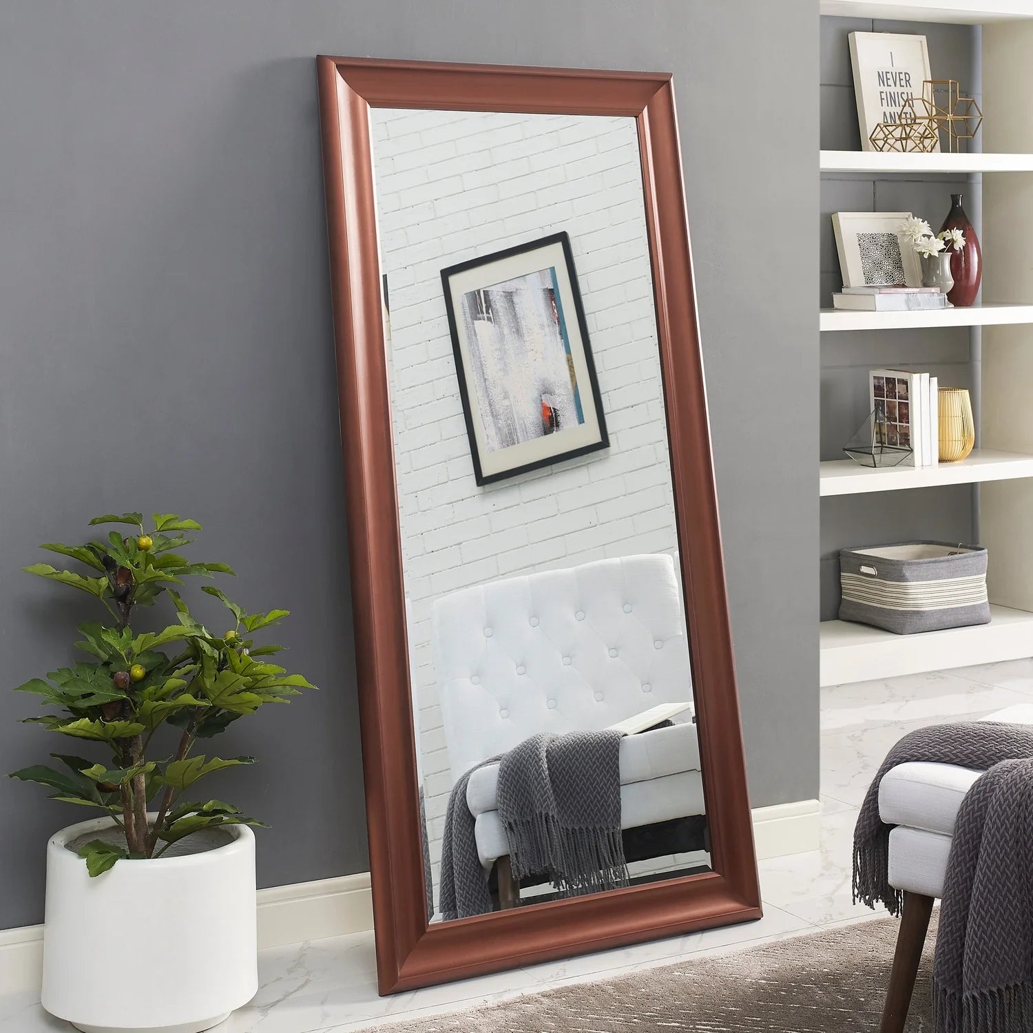 ZenVora Tall Full Length Mirror, Oversized Rectangle Full Body Wall Mounted Mirror with Smooth Faux Wood Frame