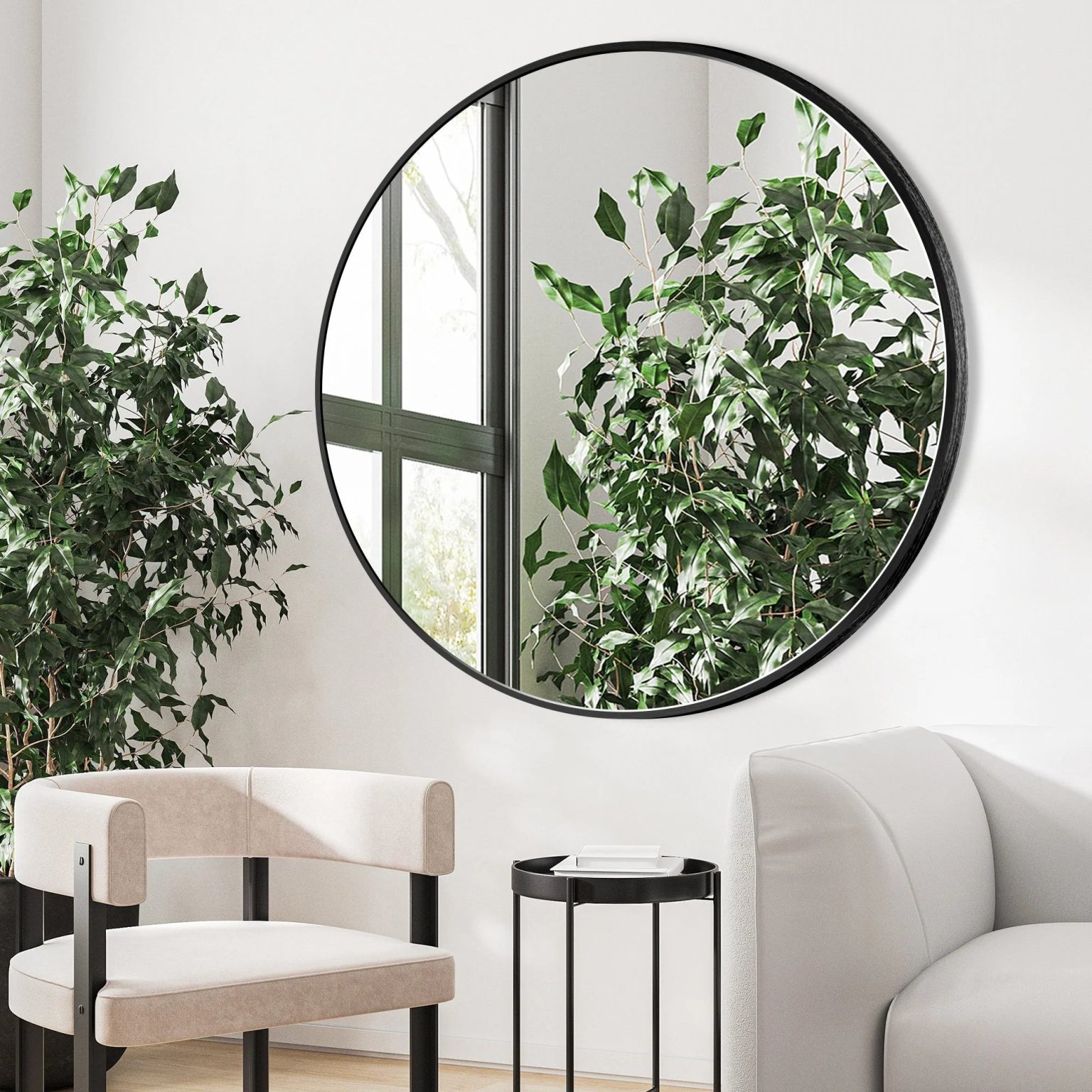 ZenVora Modern Round Bathroom Vanity Mirror, Wall Mounted Circular Mirror for Bathroom, Bedroom and Home Decor