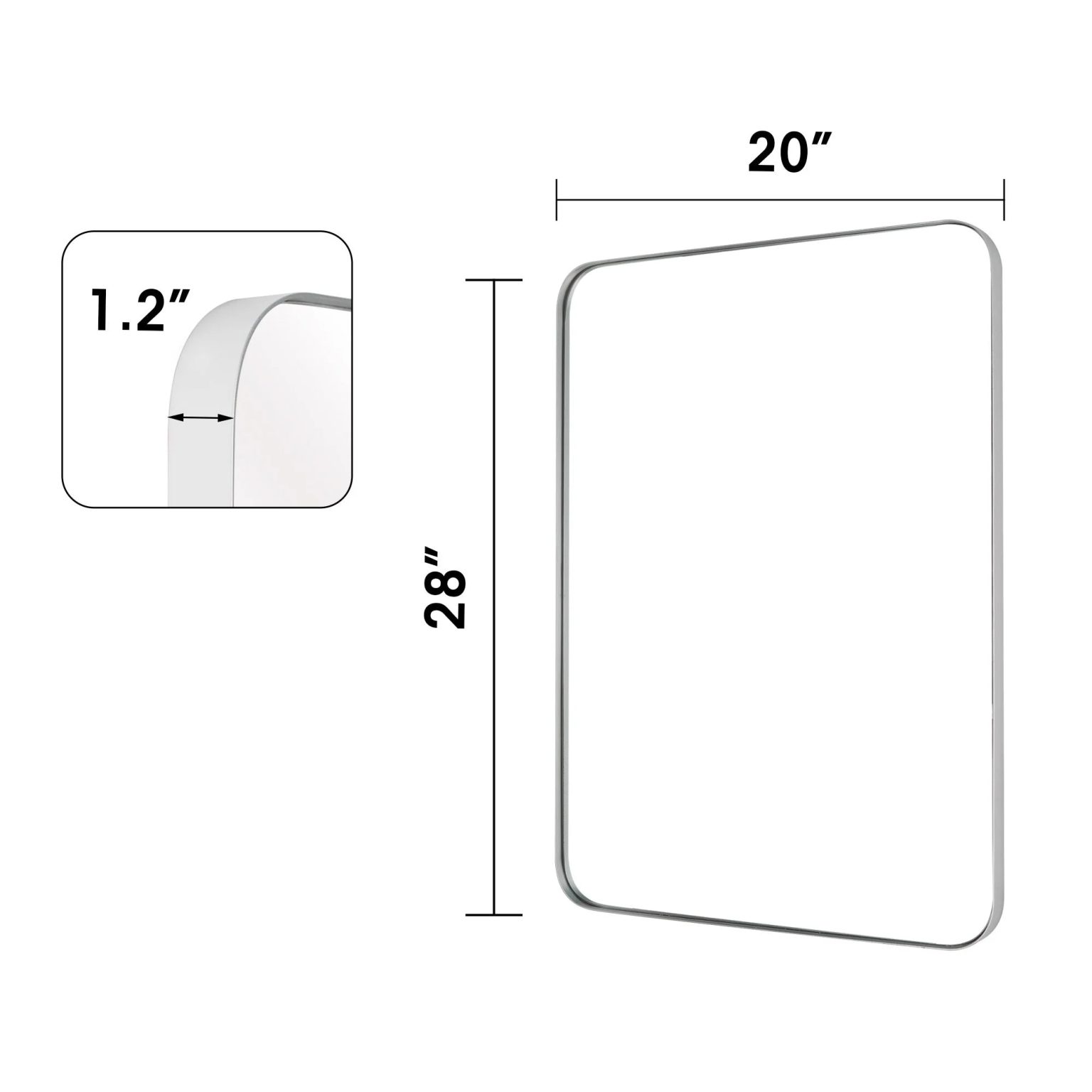 ZenVora Wall Mirror Vanity Mirror, Bathroom Mirror with Rounded Corners, 1 Piece