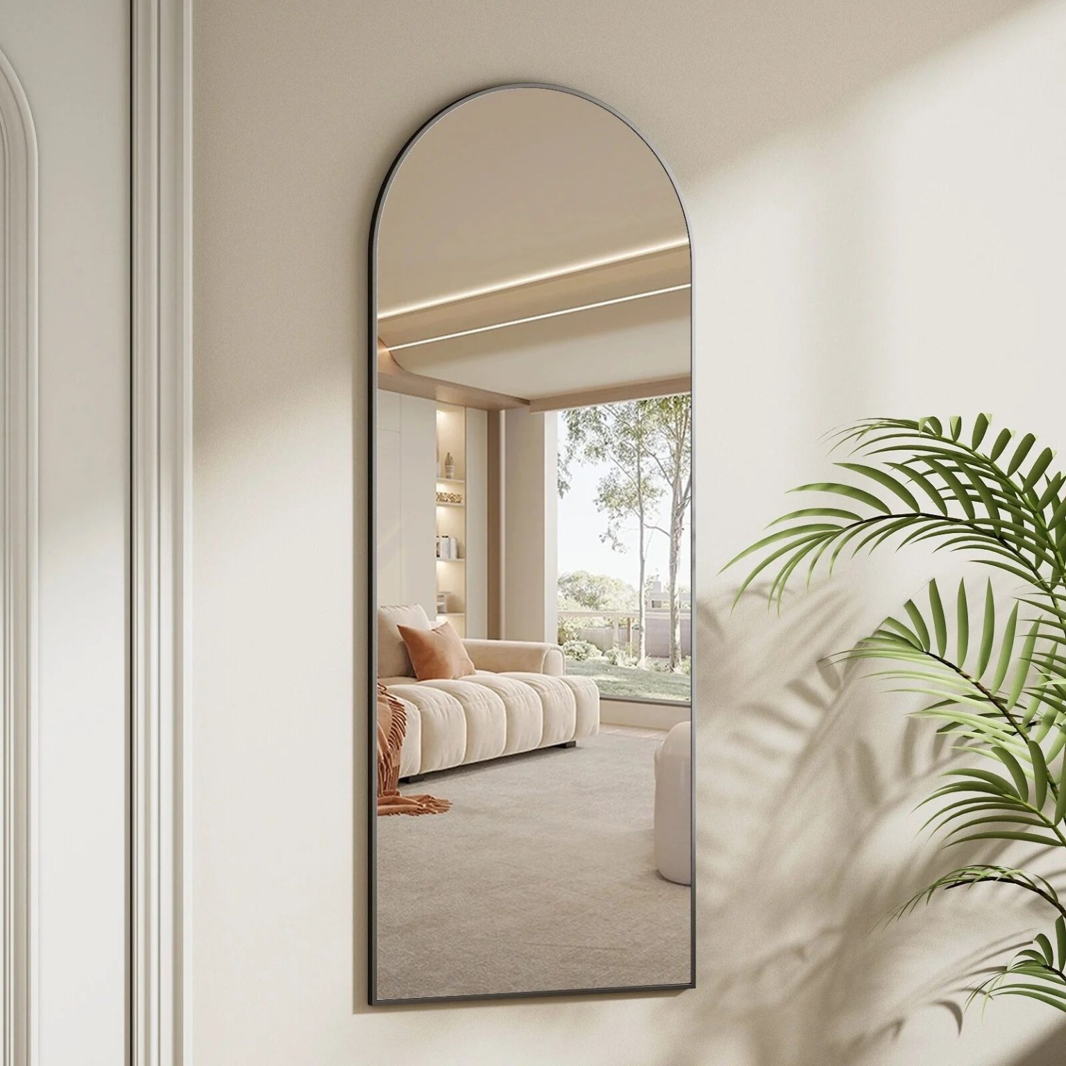 ZenVora 48 x 16 Inch Full Length Wall Mirror with Leather Strap, Hanging Full Body Mirror for Bedroom, Entryway and Home Decor