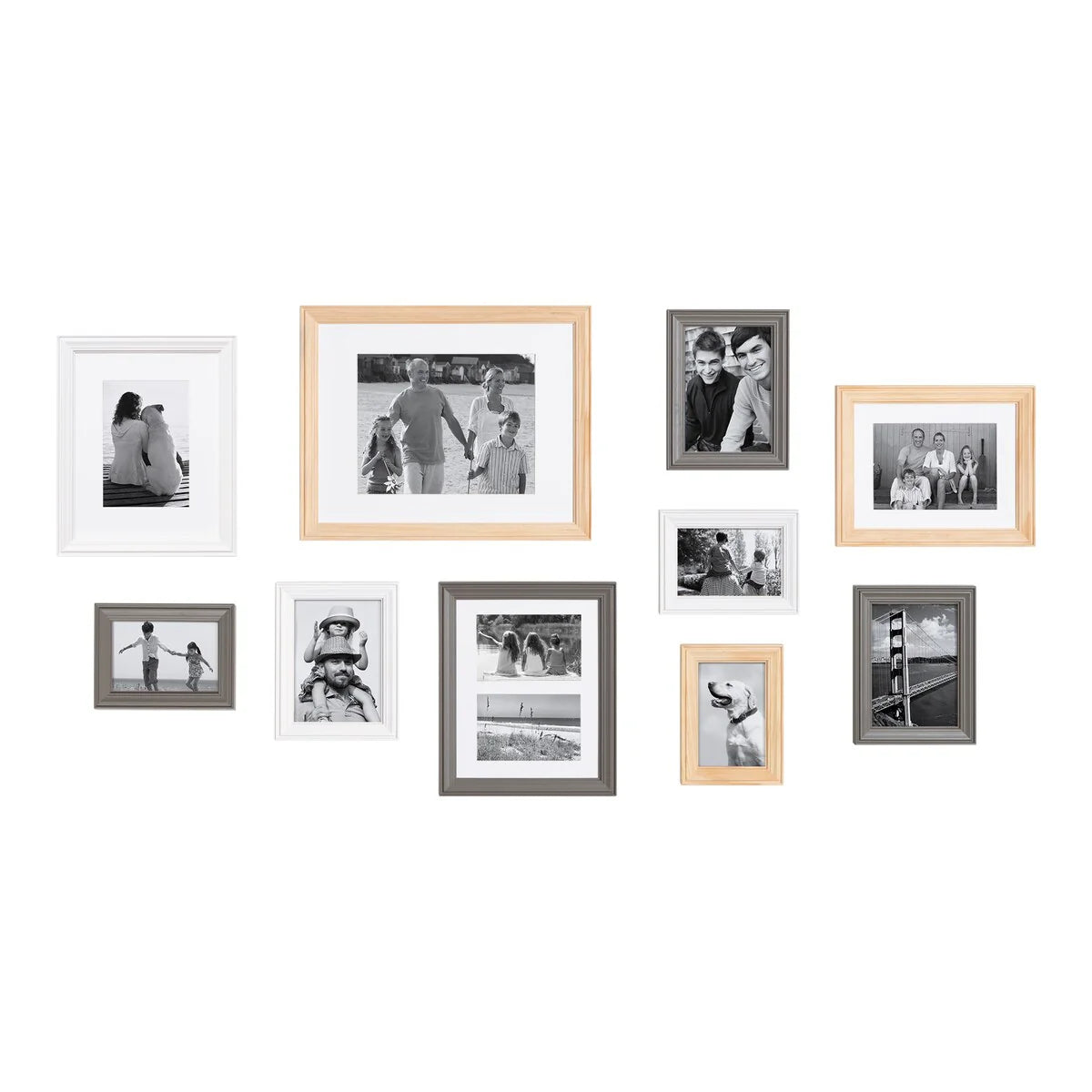 ZenVora 10-Piece Wood Gallery Wall Picture Frame Set, Decorative Photo Display Frames for Living Room, Bedroom and Home Decor