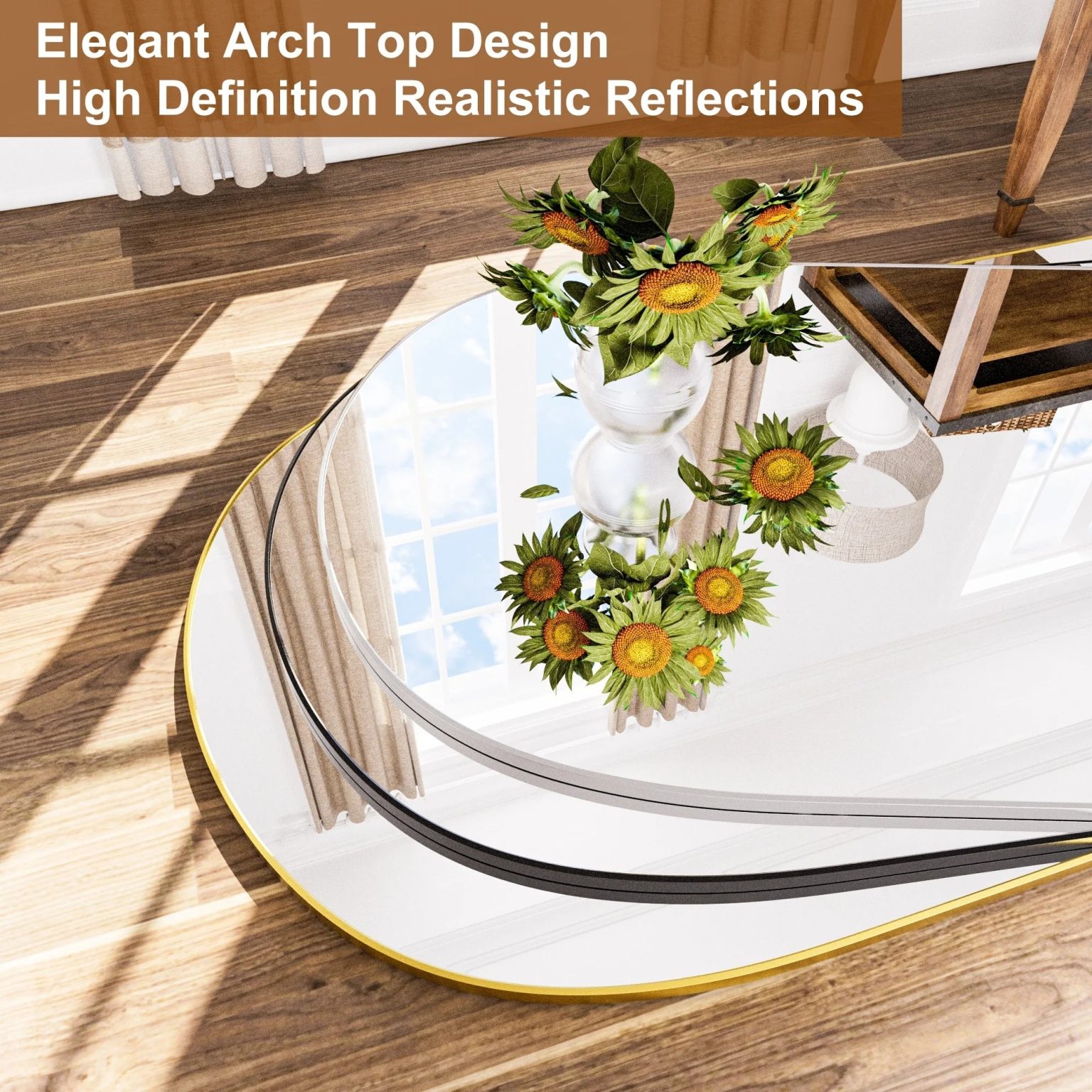 ZenVora Modern Arched Full Length Floor Mirror, Aluminum Alloy Frame Standing Full Body Mirror