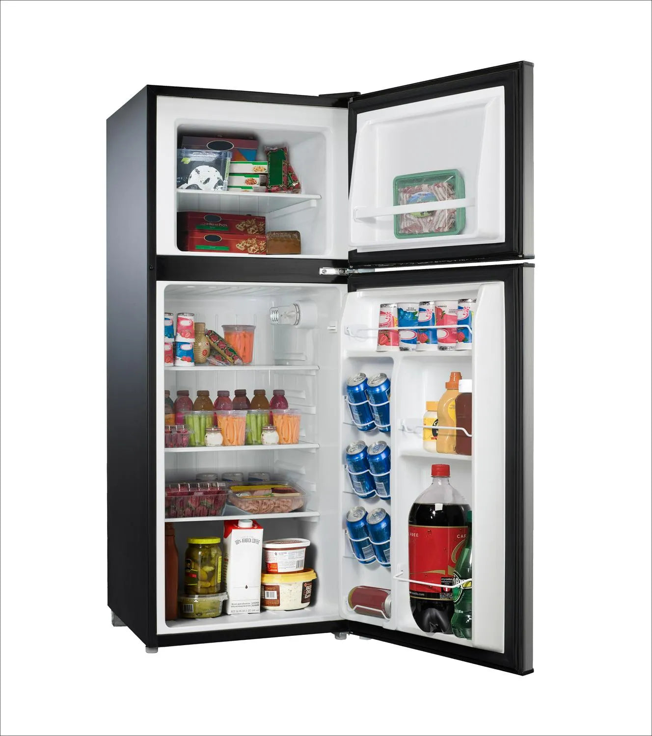 ZenVora 4.6 Cu. Ft. 2 Door Mini Refrigerator with Freezer - Stainless Steel Compact Fridge with Interior Light
