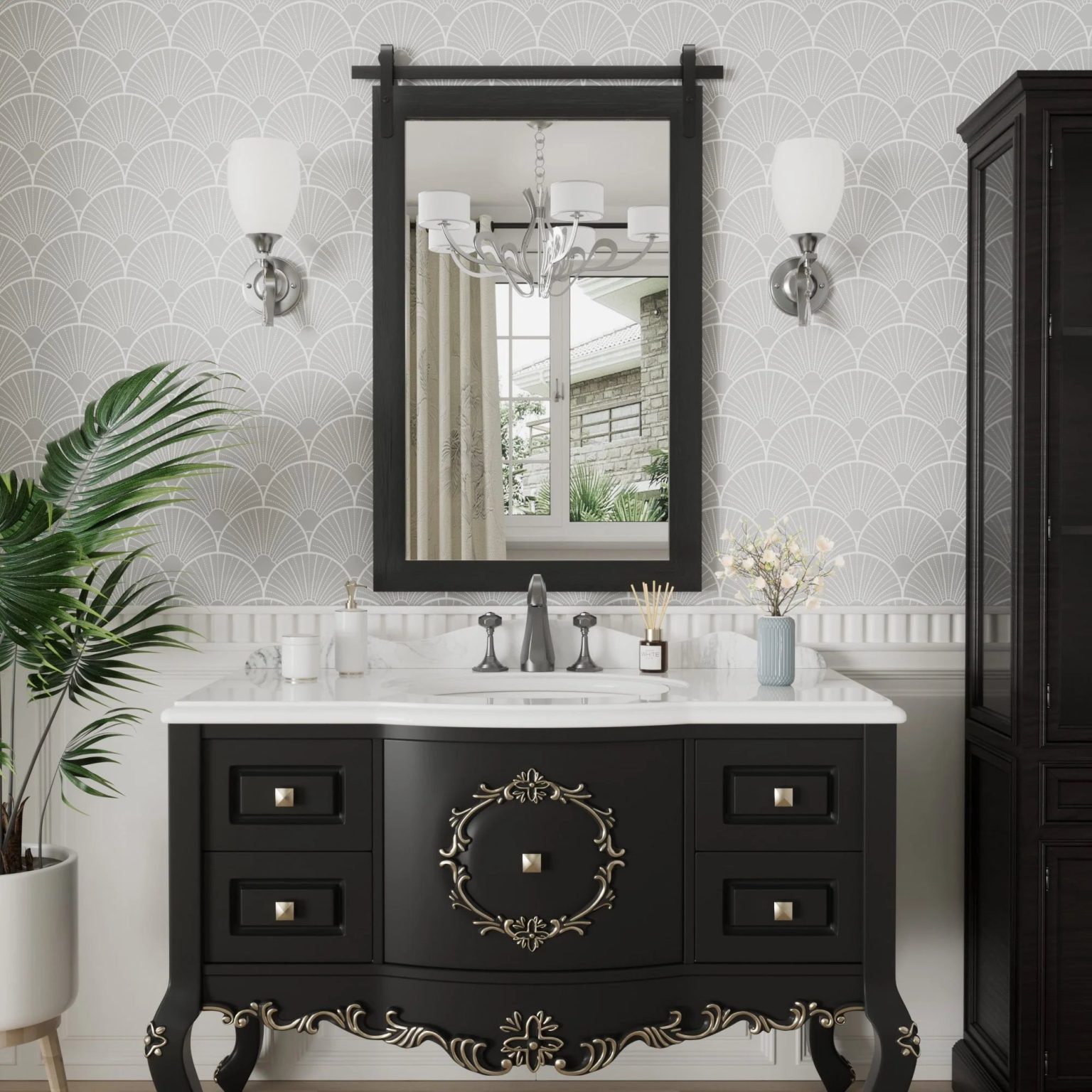 ZenVora Modern Rectangular Wall Mirror with Wood Frame, Bathroom and Barn Door Mirror, Multiple Sizes